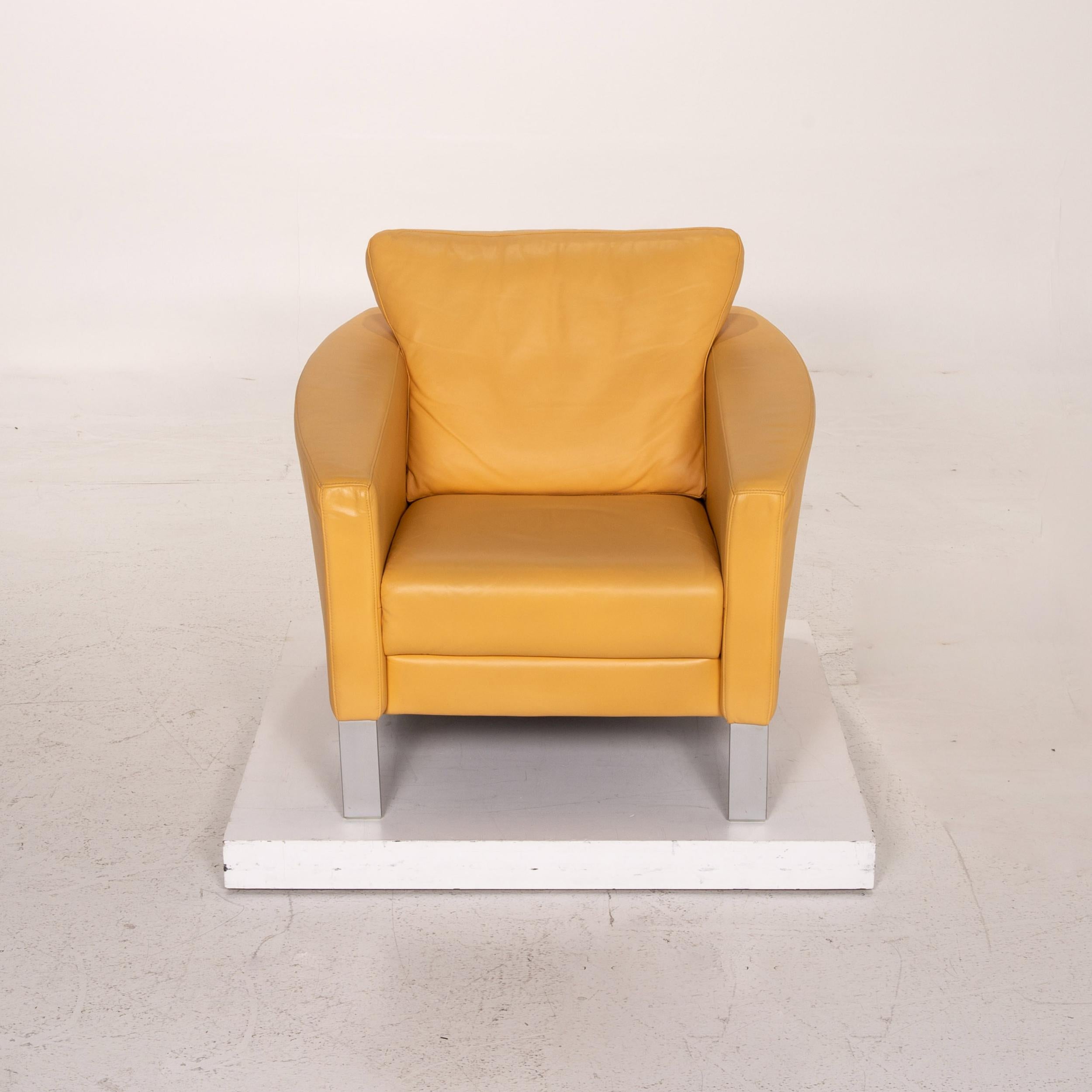 Rolf Benz Leather Armchair Yellow For Sale 1