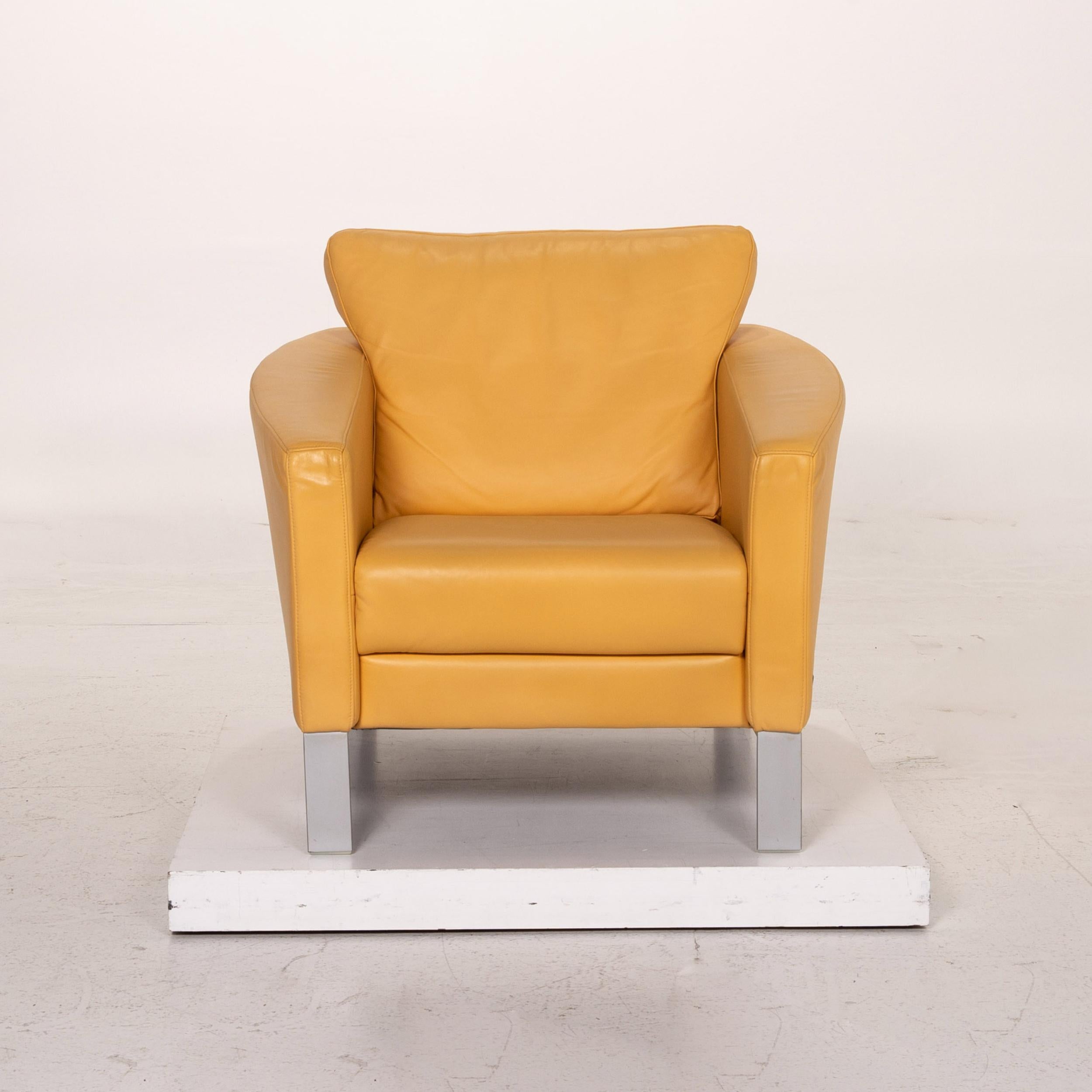 Rolf Benz Leather Armchair Yellow For Sale 2