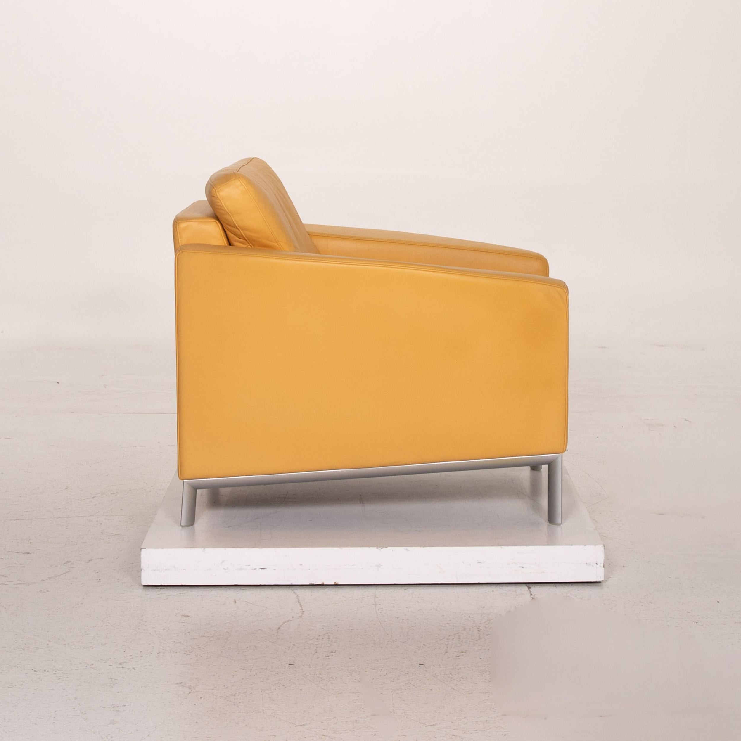 Rolf Benz Leather Armchair Yellow For Sale 3