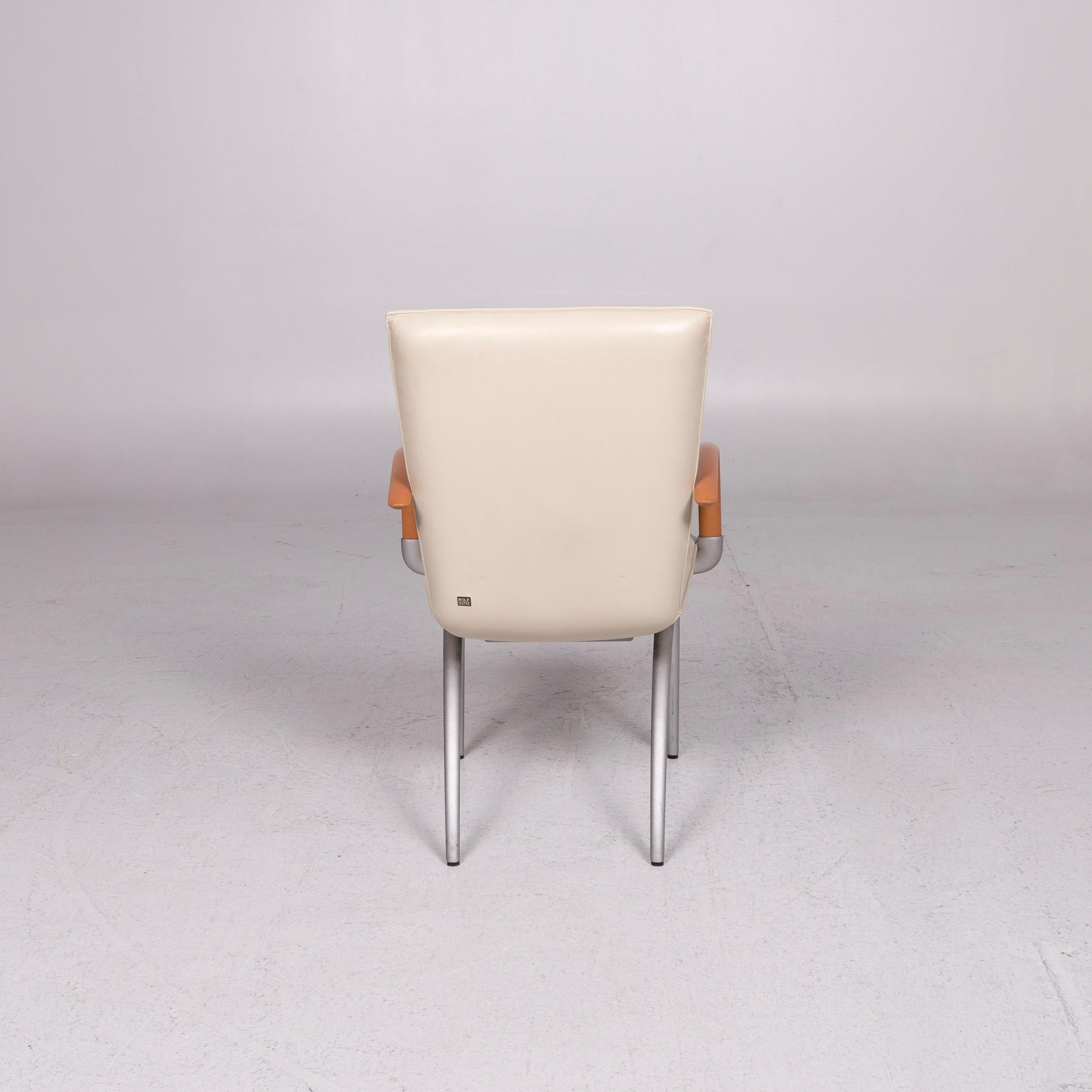Rolf Benz Leather Chair Cream Armchair For Sale 2