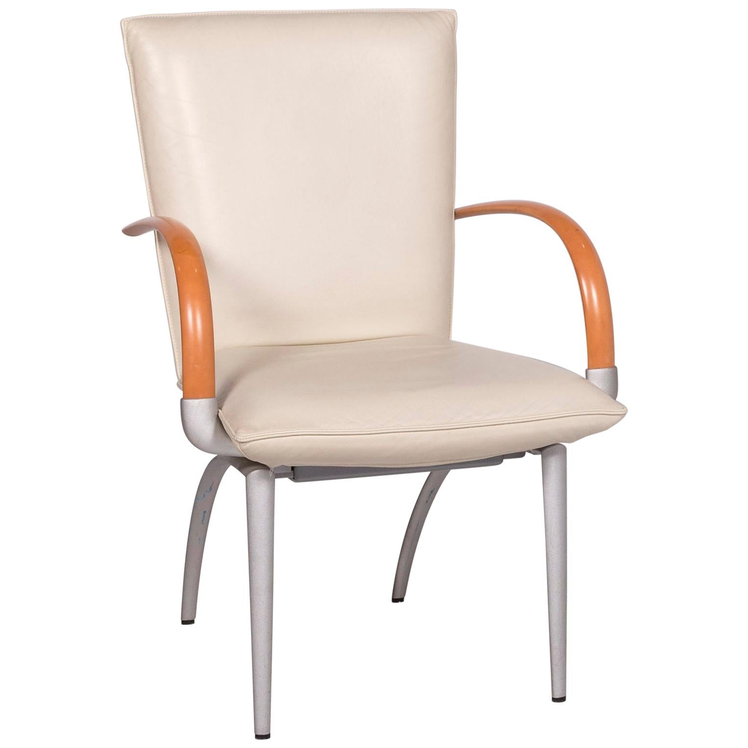 Rolf Benz Leather Chair Cream Armchair For Sale