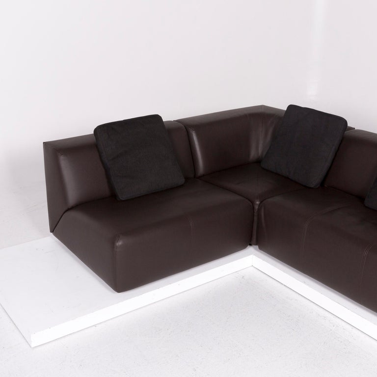 Rolf Benz Leather Corner Sofa Brown Dark Brown Sofa Couch For Sale at