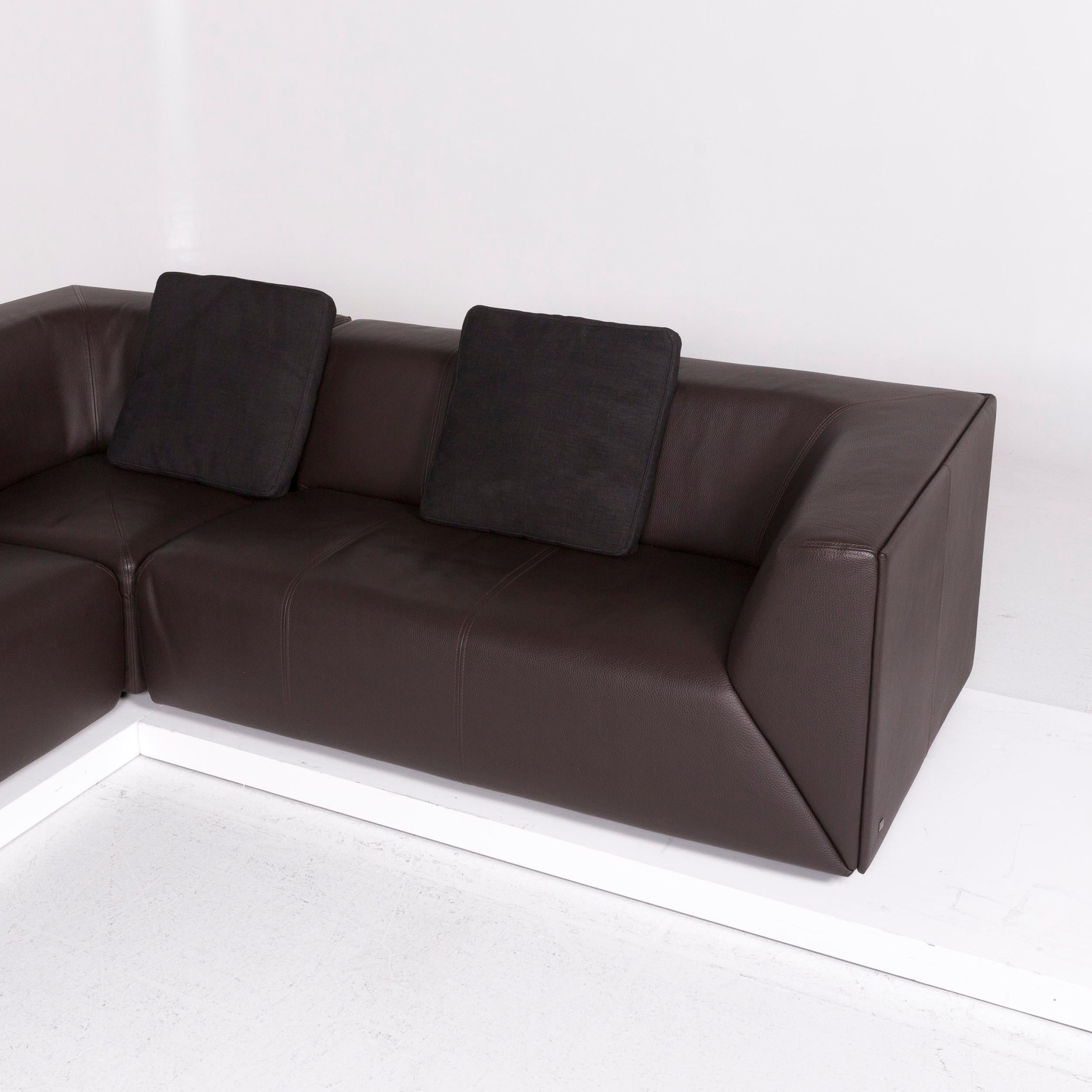 Contemporary Rolf Benz Leather Corner Sofa Brown Dark Brown Sofa Couch For Sale