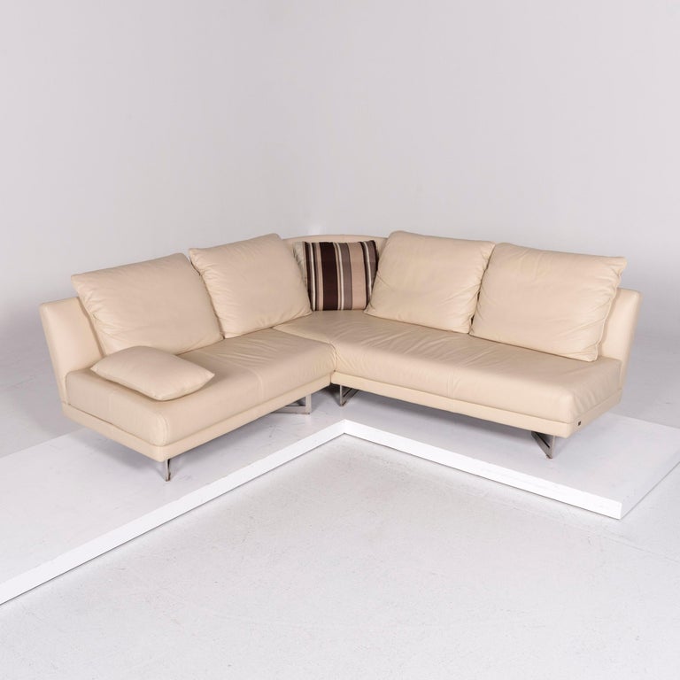 Rolf Benz Leather Corner Sofa Cream Sofa Couch For Sale at 1stDibs