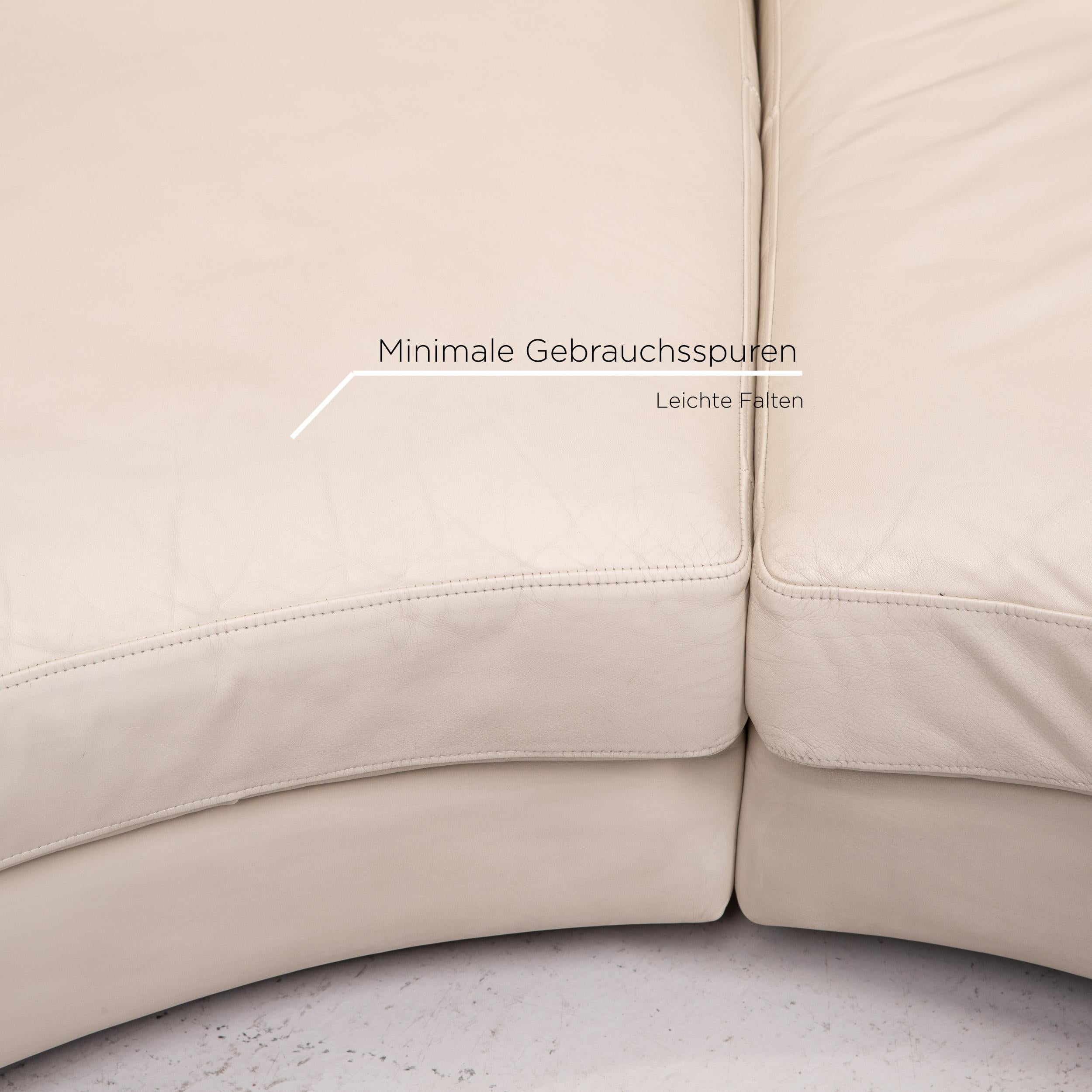 Rolf Benz Leather Corner Sofa Cream Sofa Couch In Good Condition For Sale In Cologne, DE