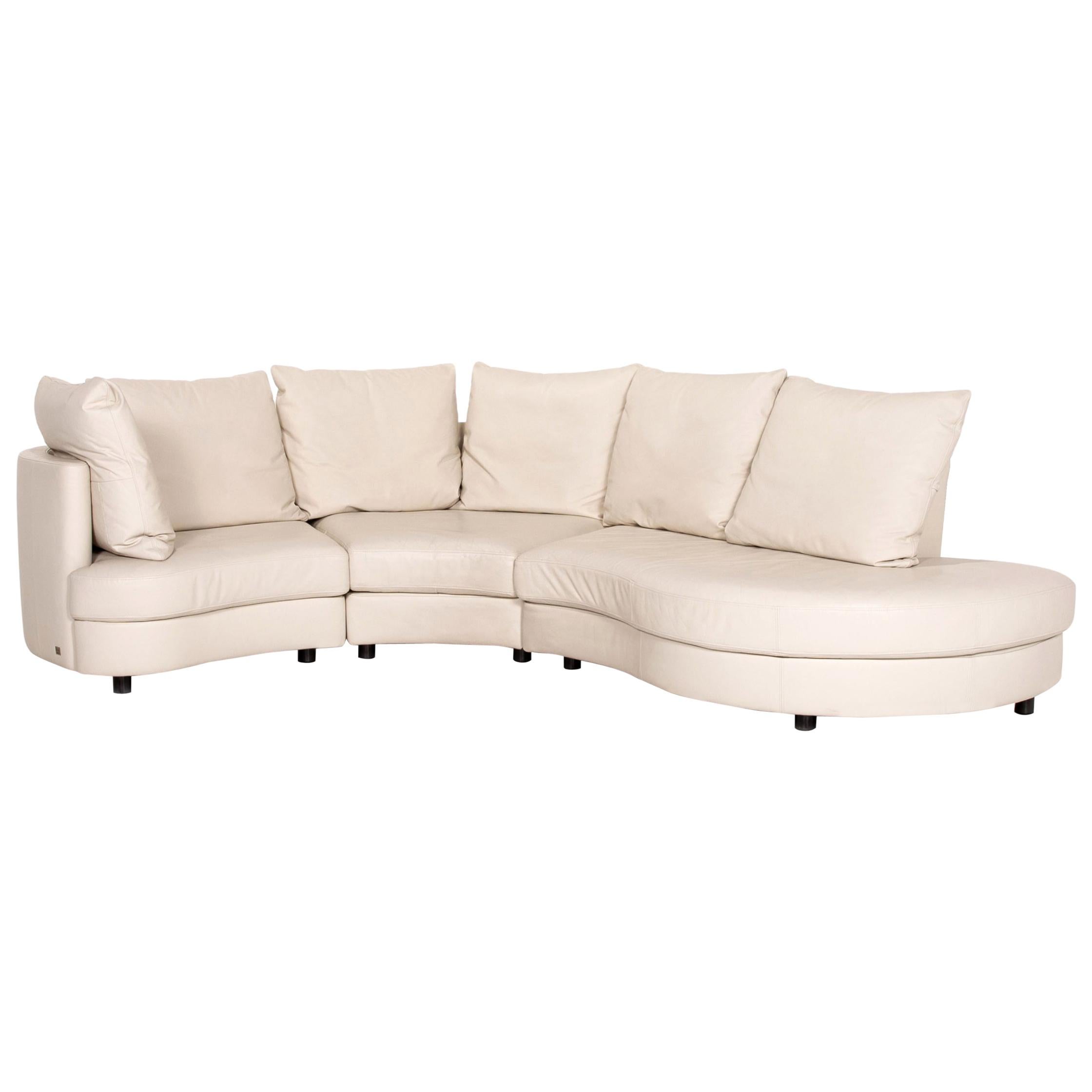 Rolf Benz Leather Corner Sofa Cream Sofa Couch For Sale