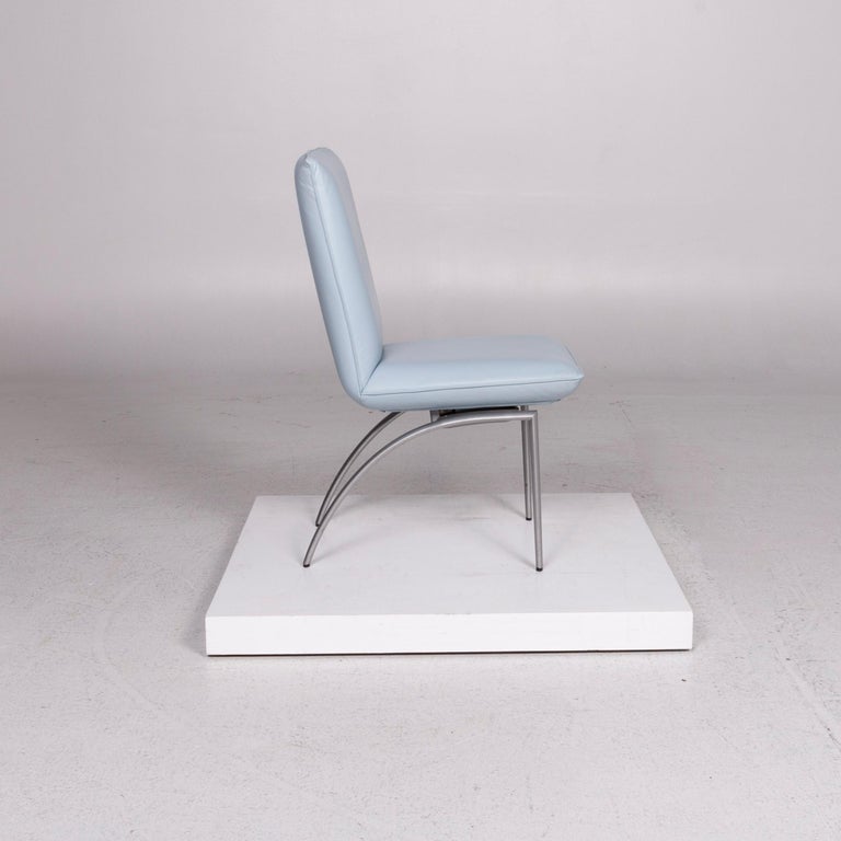 Rolf Benz Leather Dining Room Set Blue Light Blue 1 Bench 2 Chair at