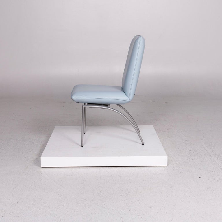 Rolf Benz Leather Dining Room Set Blue Light Blue 1 Bench 2 Chair at