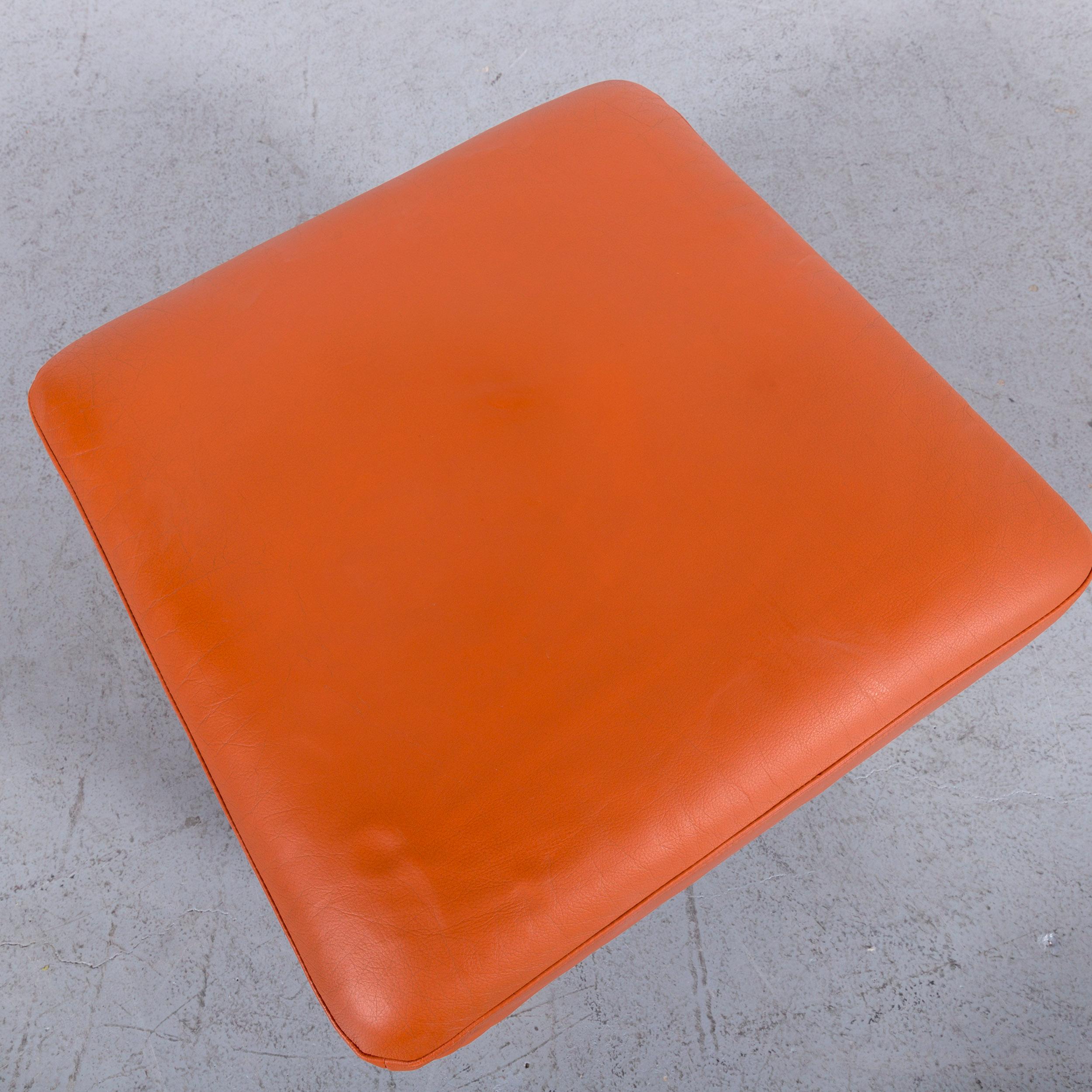Rolf Benz Leather Foot-Stool Orange Bench In Good Condition For Sale In Cologne, DE