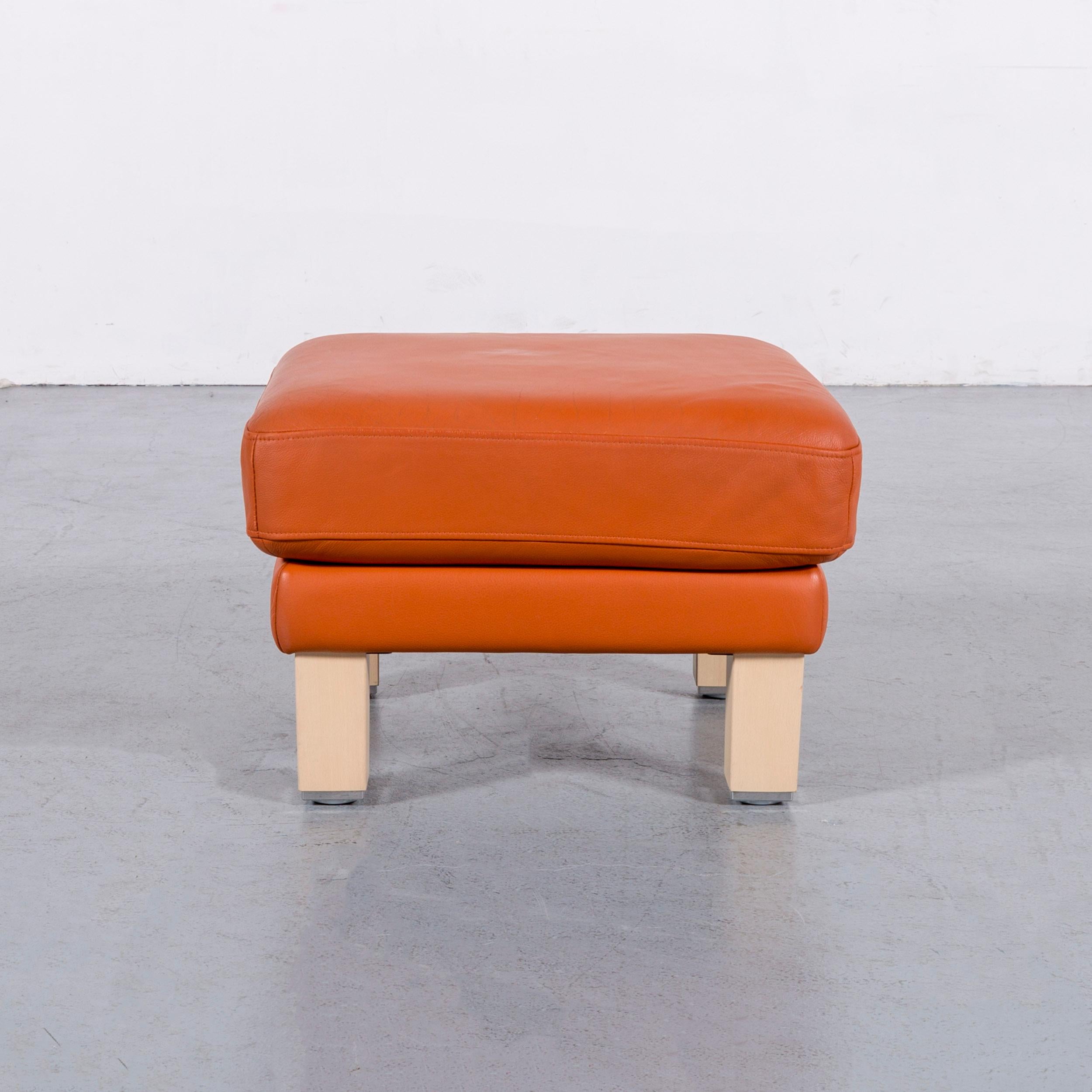 Contemporary Rolf Benz Leather Foot-Stool Orange Bench For Sale