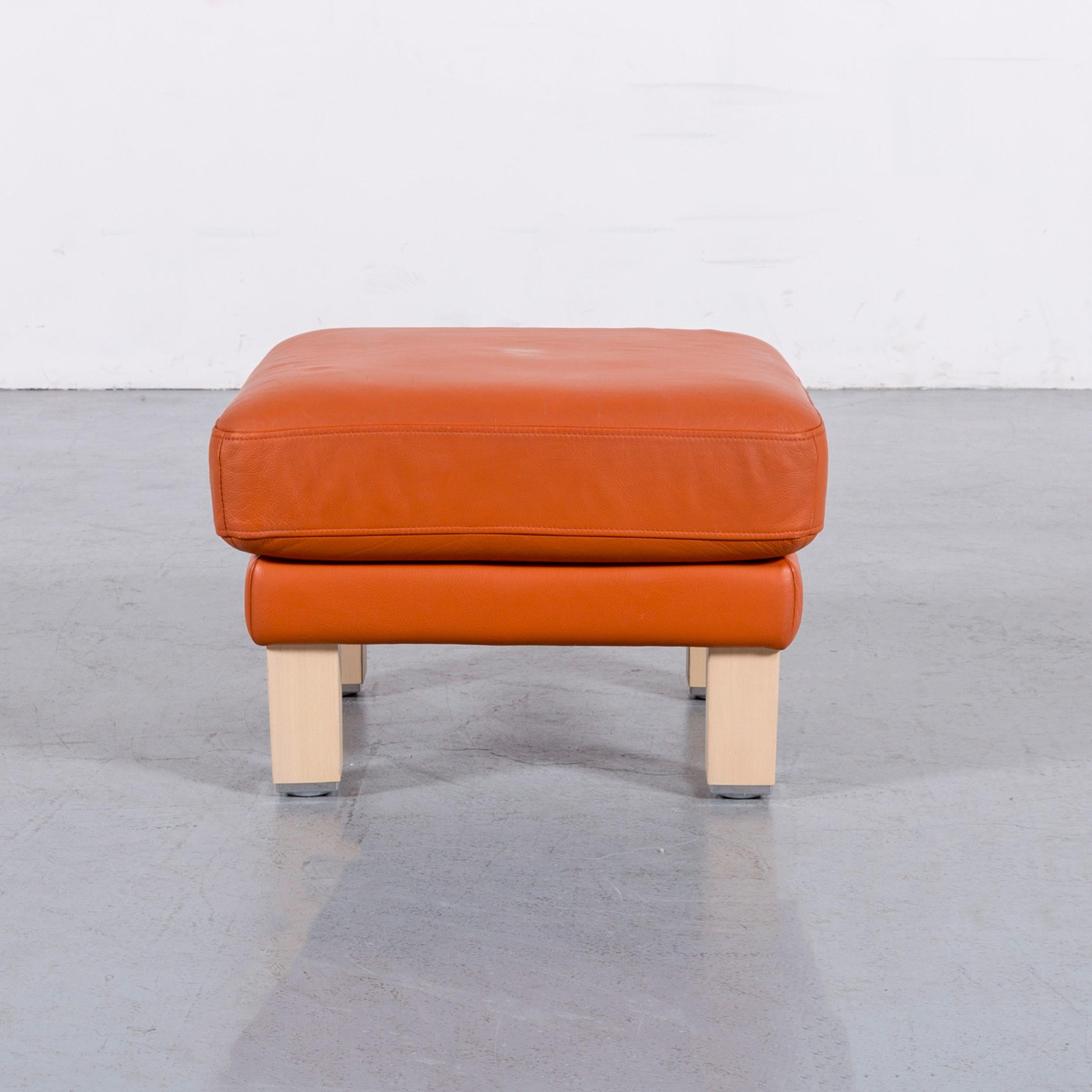 Rolf Benz Leather Foot-Stool Orange Bench For Sale 1