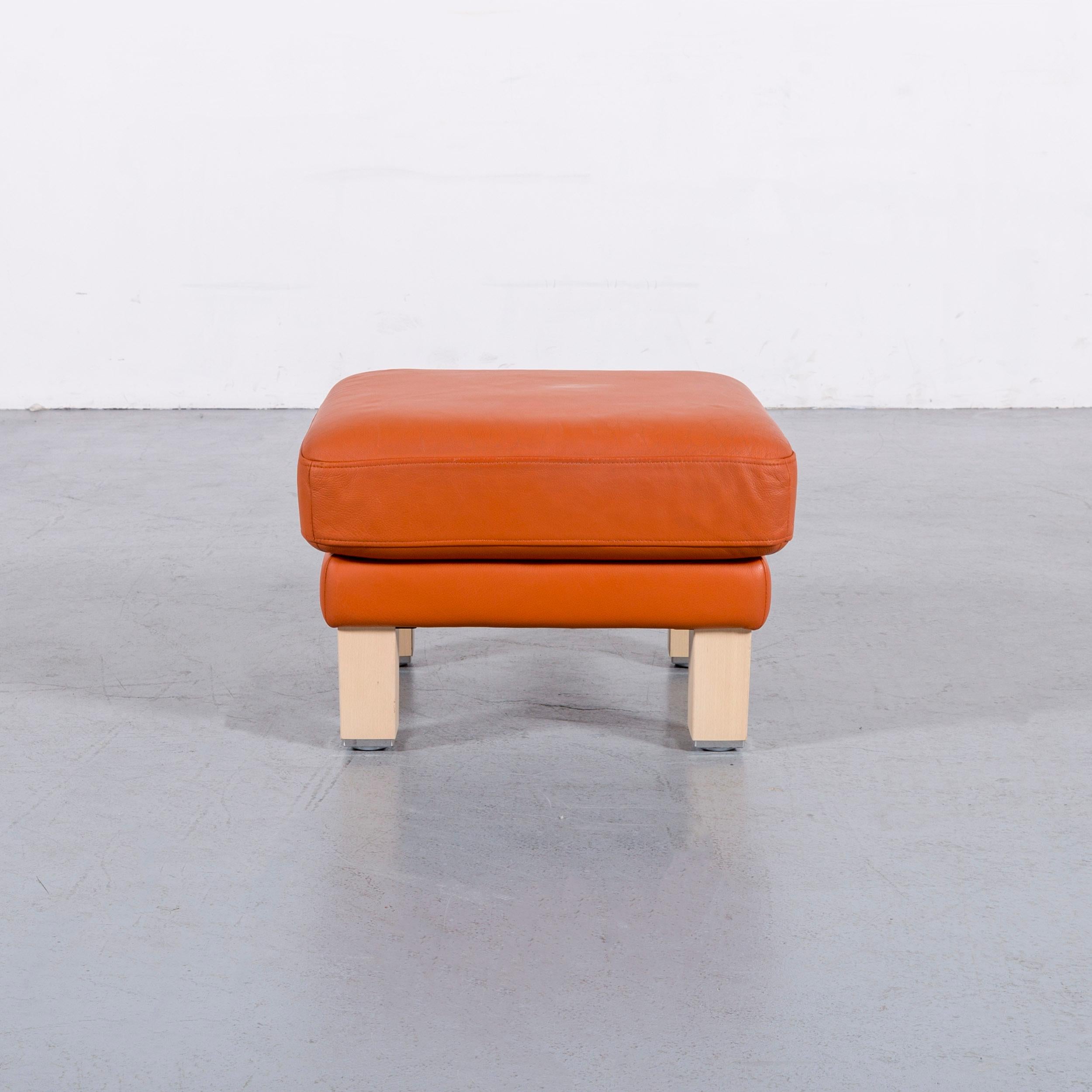 Rolf Benz Leather Foot-Stool Orange Bench For Sale 2