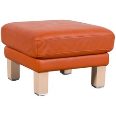 Rolf Benz Leather Foot-Stool Orange Bench