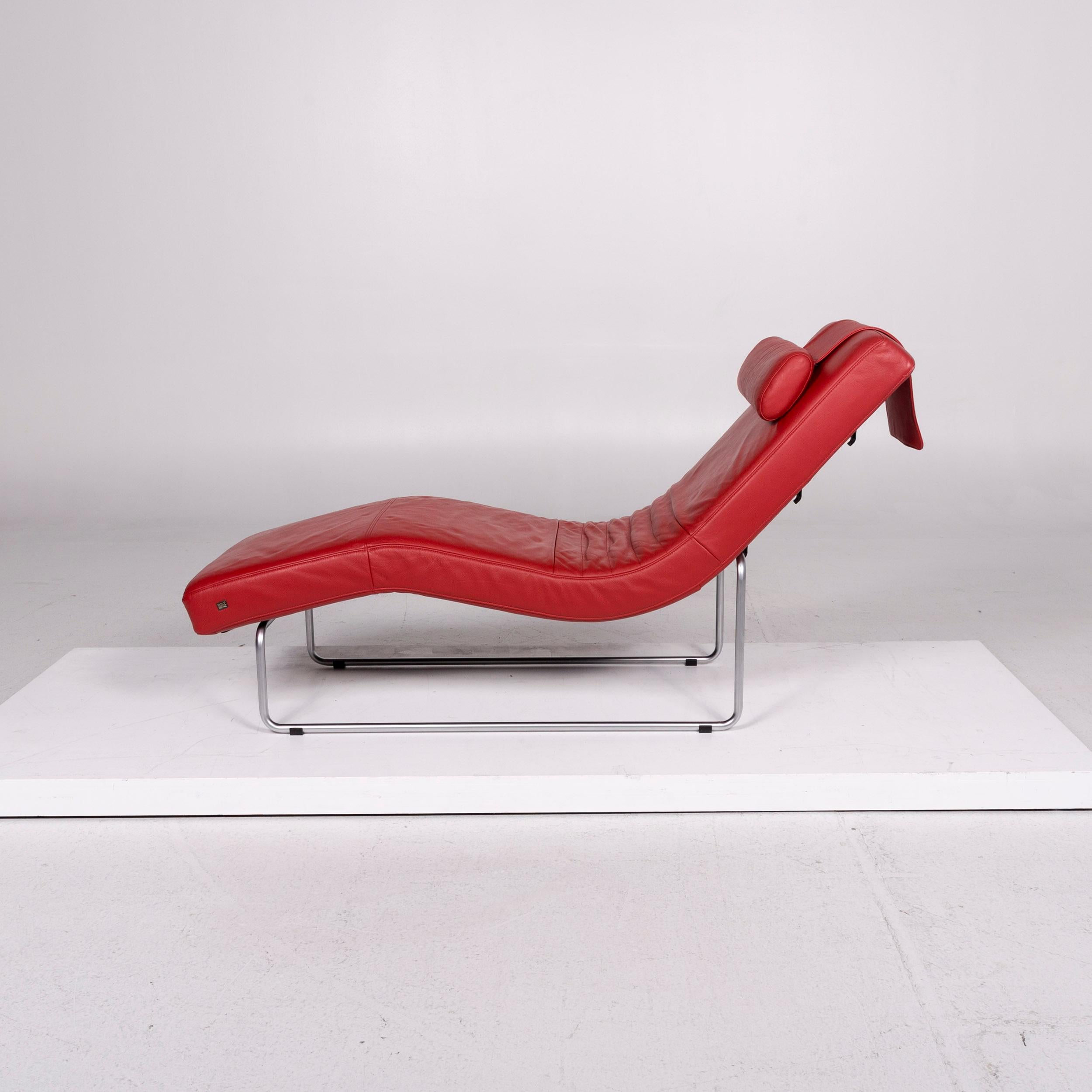 Rolf Benz Leather Lounger Red Relax Function Function 6