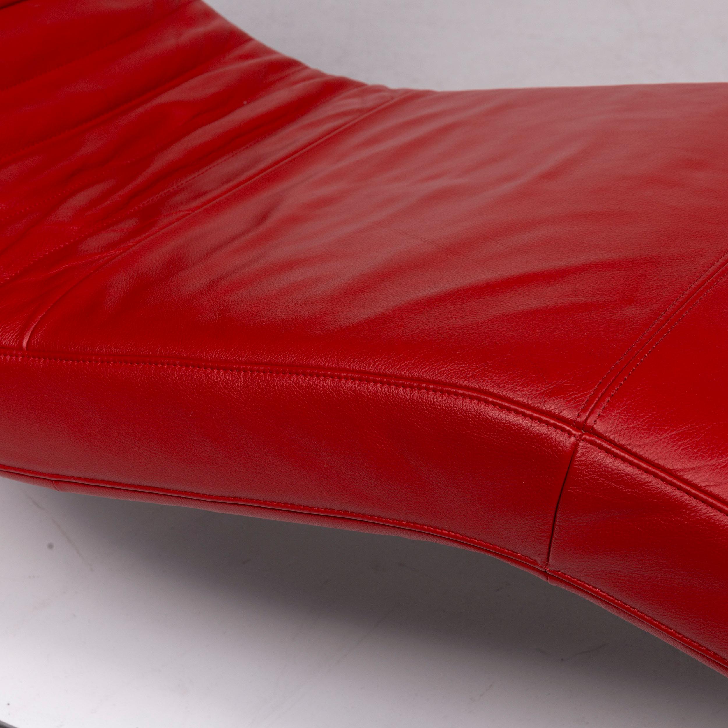 German Rolf Benz Leather Lounger Red Relax Function Function
