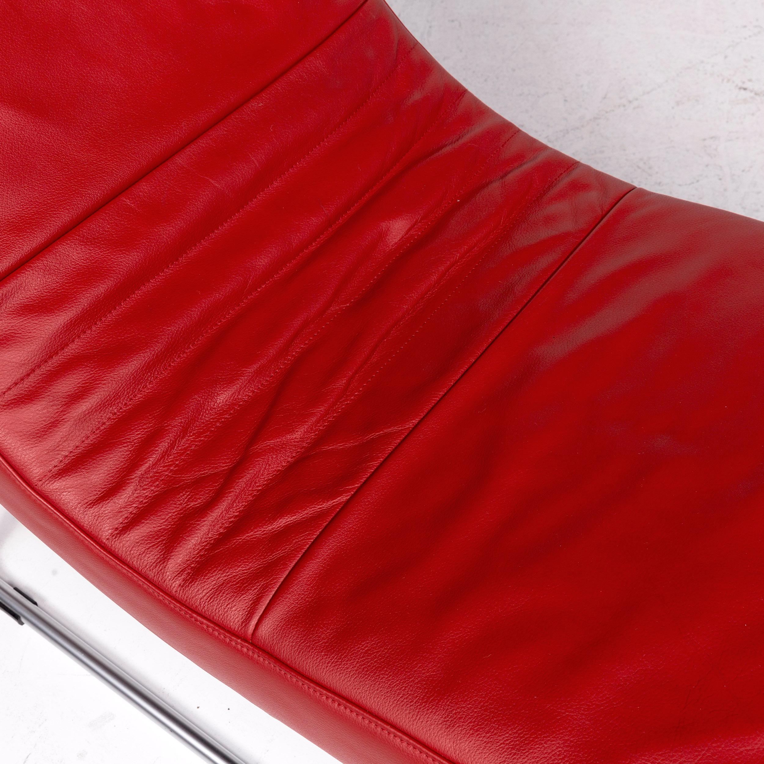 Rolf Benz Leather Lounger Red Relax Function Function In Good Condition In Cologne, DE
