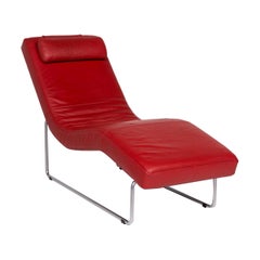 Rolf Benz Leather Lounger Red Relax Function Function
