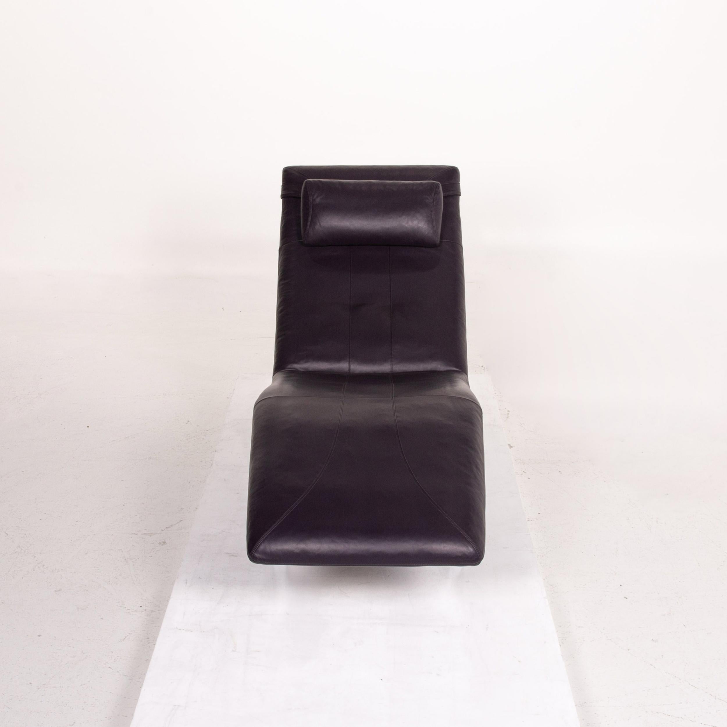 Contemporary Rolf Benz Leather Lounger Violet Relax Lounger