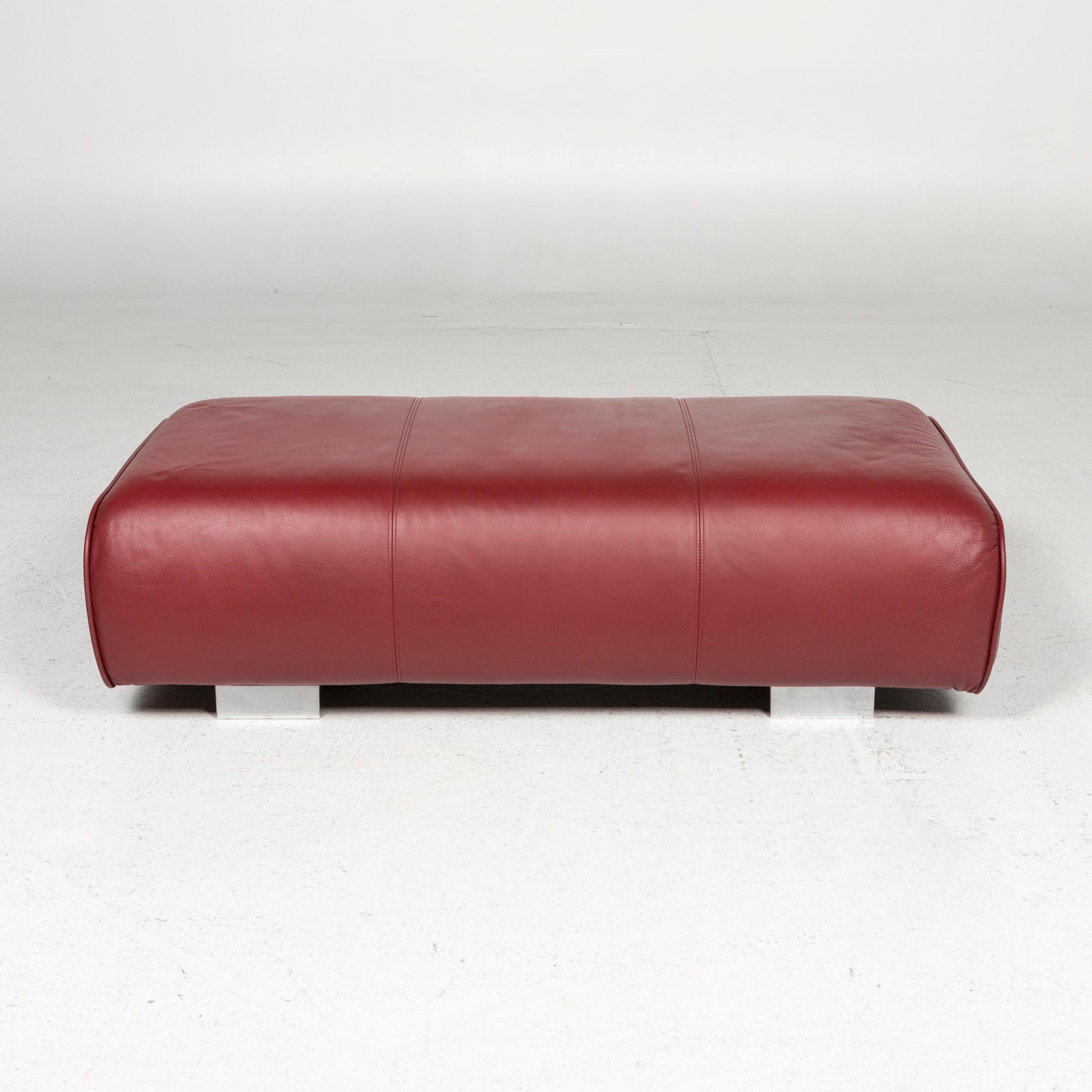 Contemporary Rolf Benz Leather Ottoman Red For Sale