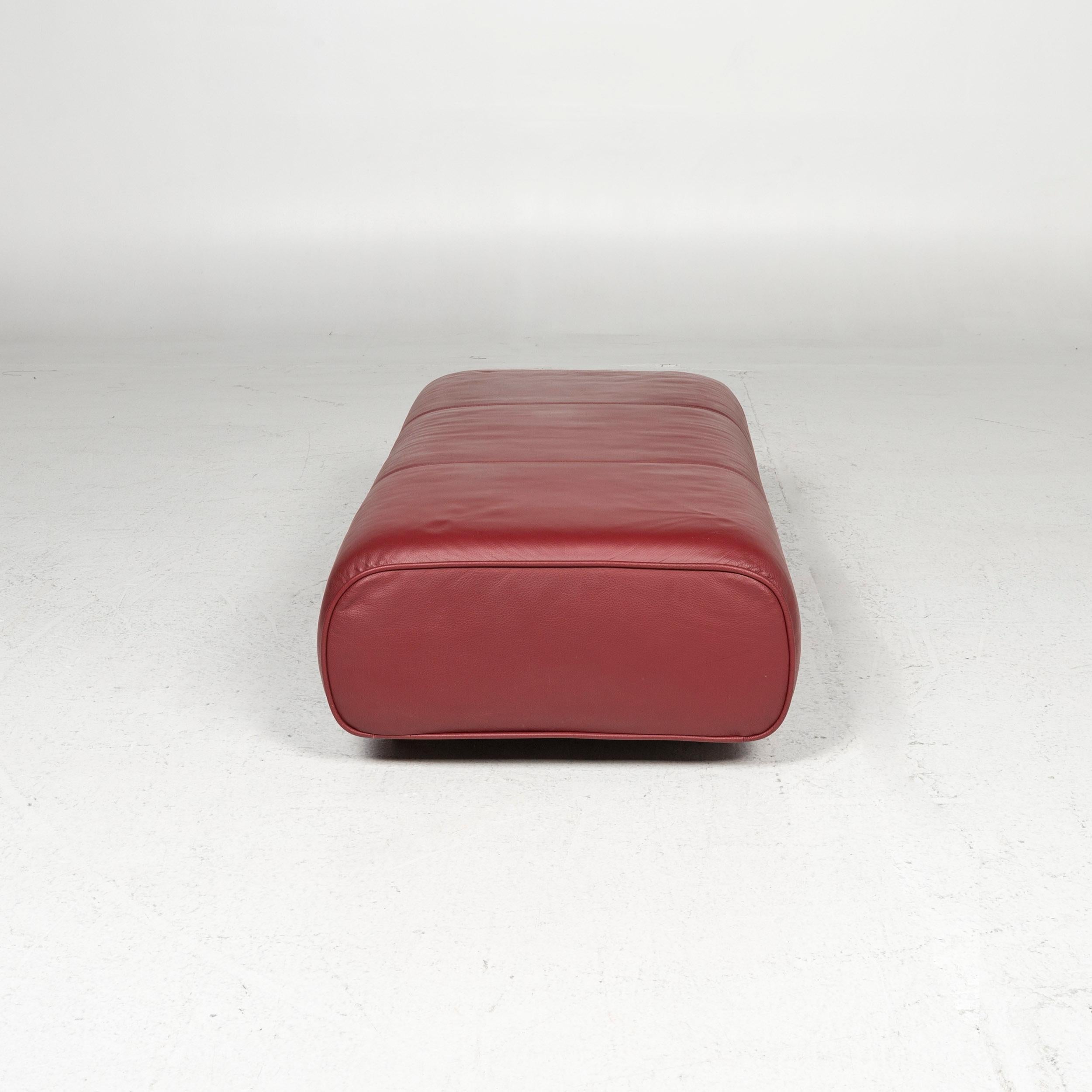 Rolf Benz Leather Ottoman Red For Sale 1
