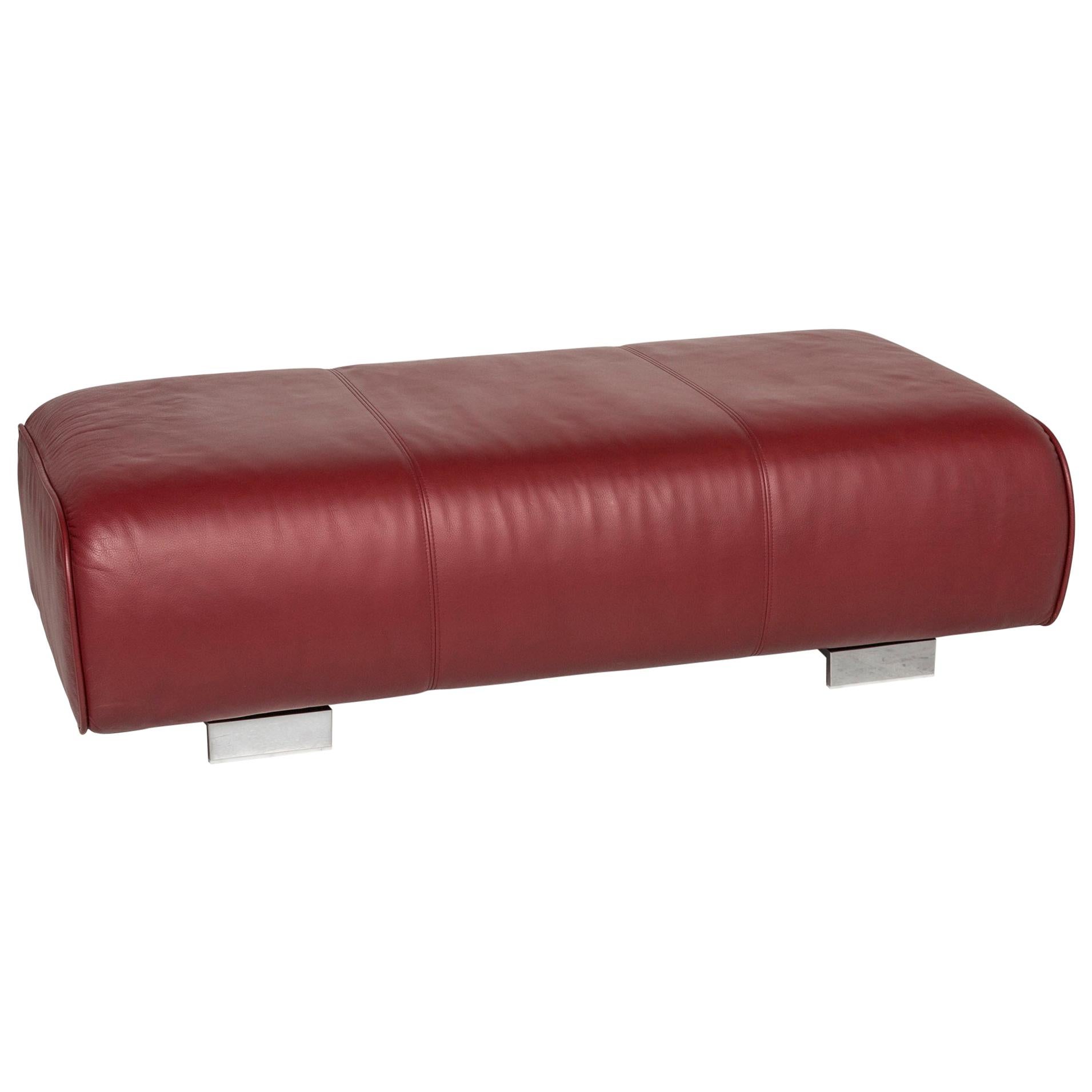 Rolf Benz Leather Ottoman Red For Sale