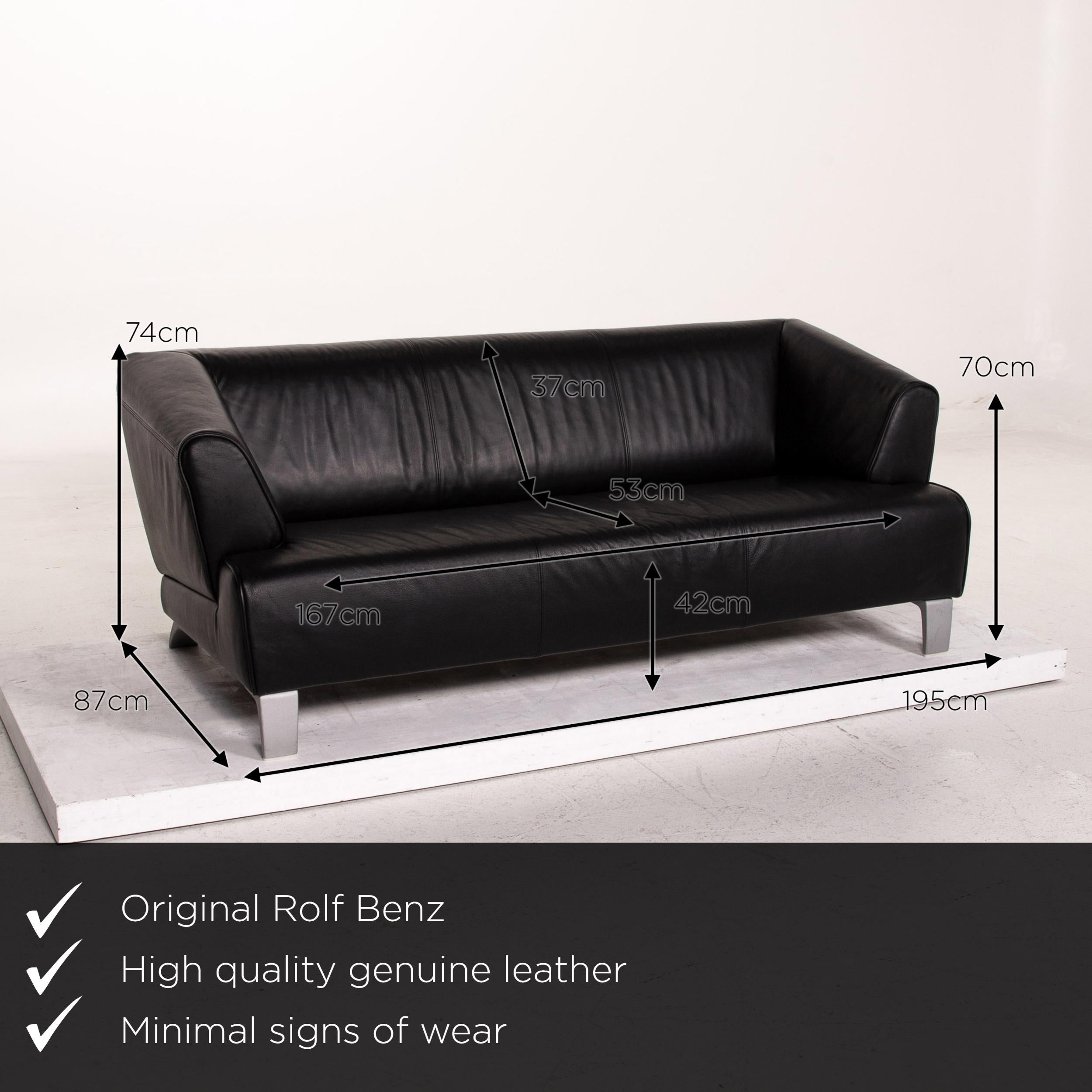 We present to you a Rolf Benz leather sofa black two-seat couch.

Product measurements in centimeters:

Depth 87
Width 195
Height 74
Seat height 42
Rest height 70
Seat depth 53
Seat width 167
Back height 37.
 
 
   