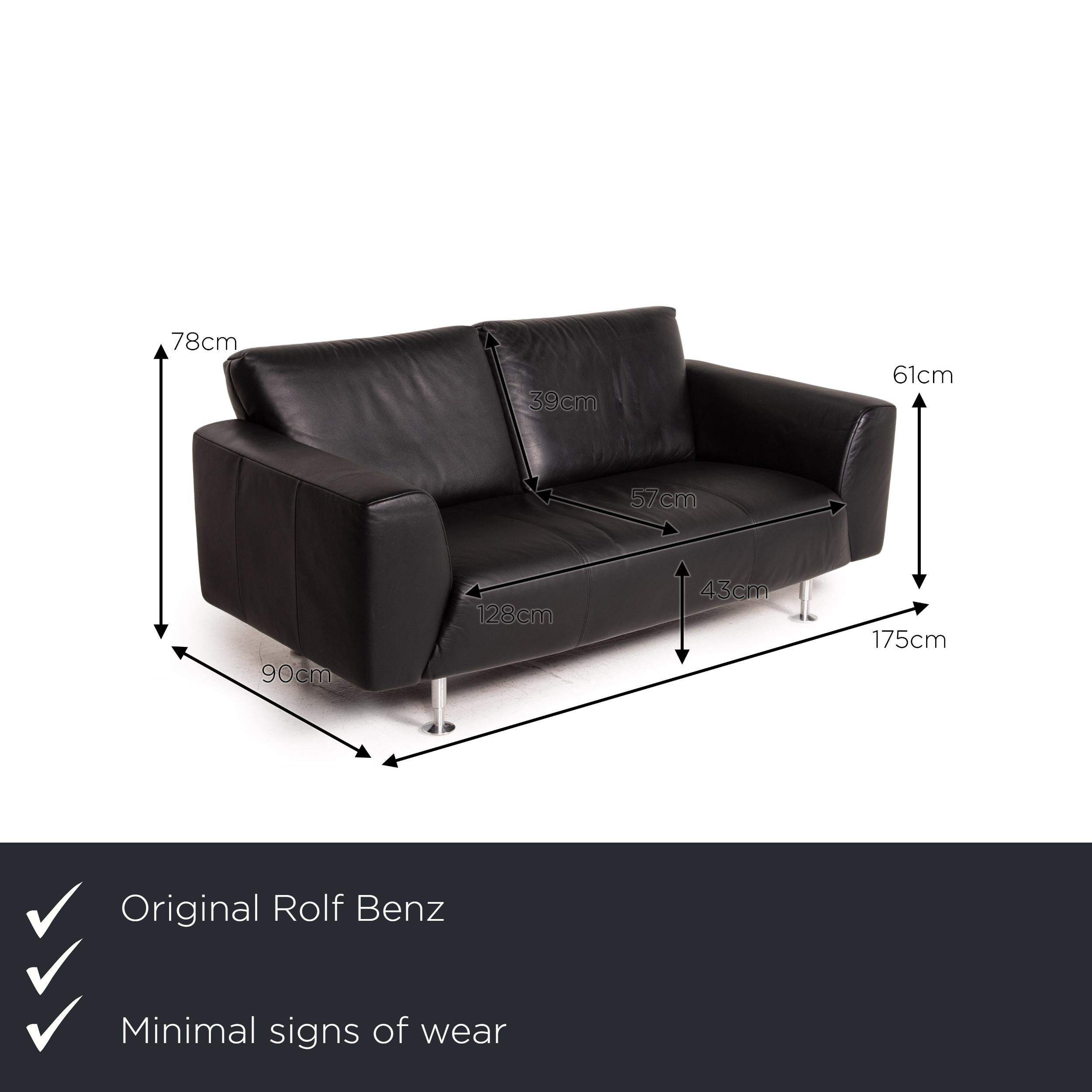 We present to you a Rolf Benz leather sofa black two-seater couch.


 Product measurements in centimeters:
 

Depth: 90
Width: 175
Height: 78
Seat height: 43
Rest height: 61
Seat depth: 57
Seat width: 128
Back height: 39.
 