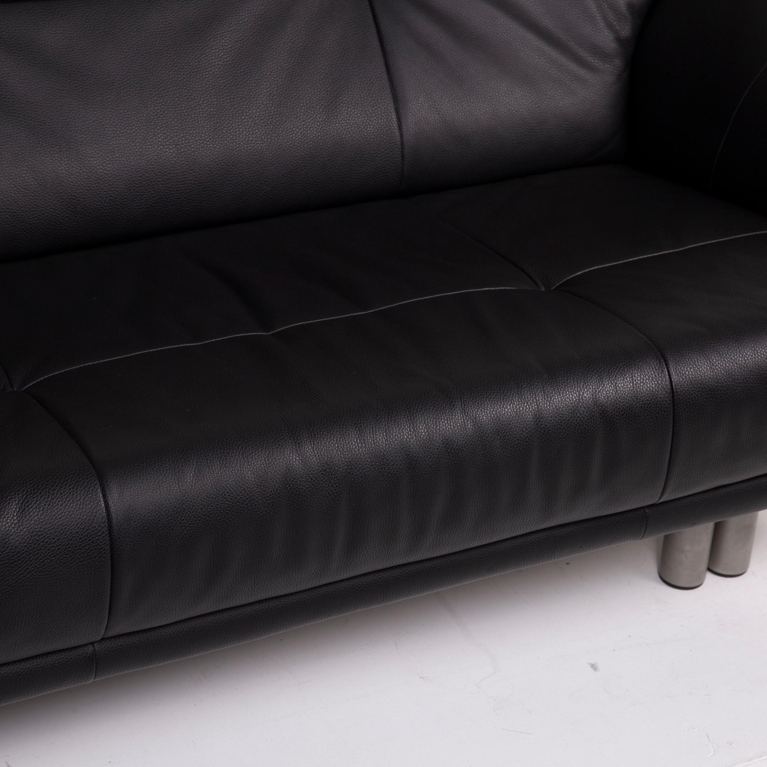 Modern Rolf Benz Leather Sofa Black Two-Seat For Sale