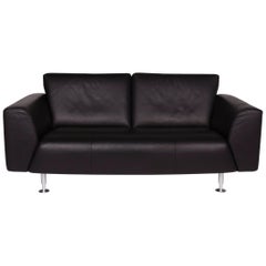 Rolf Benz leather sofa black two-seater
