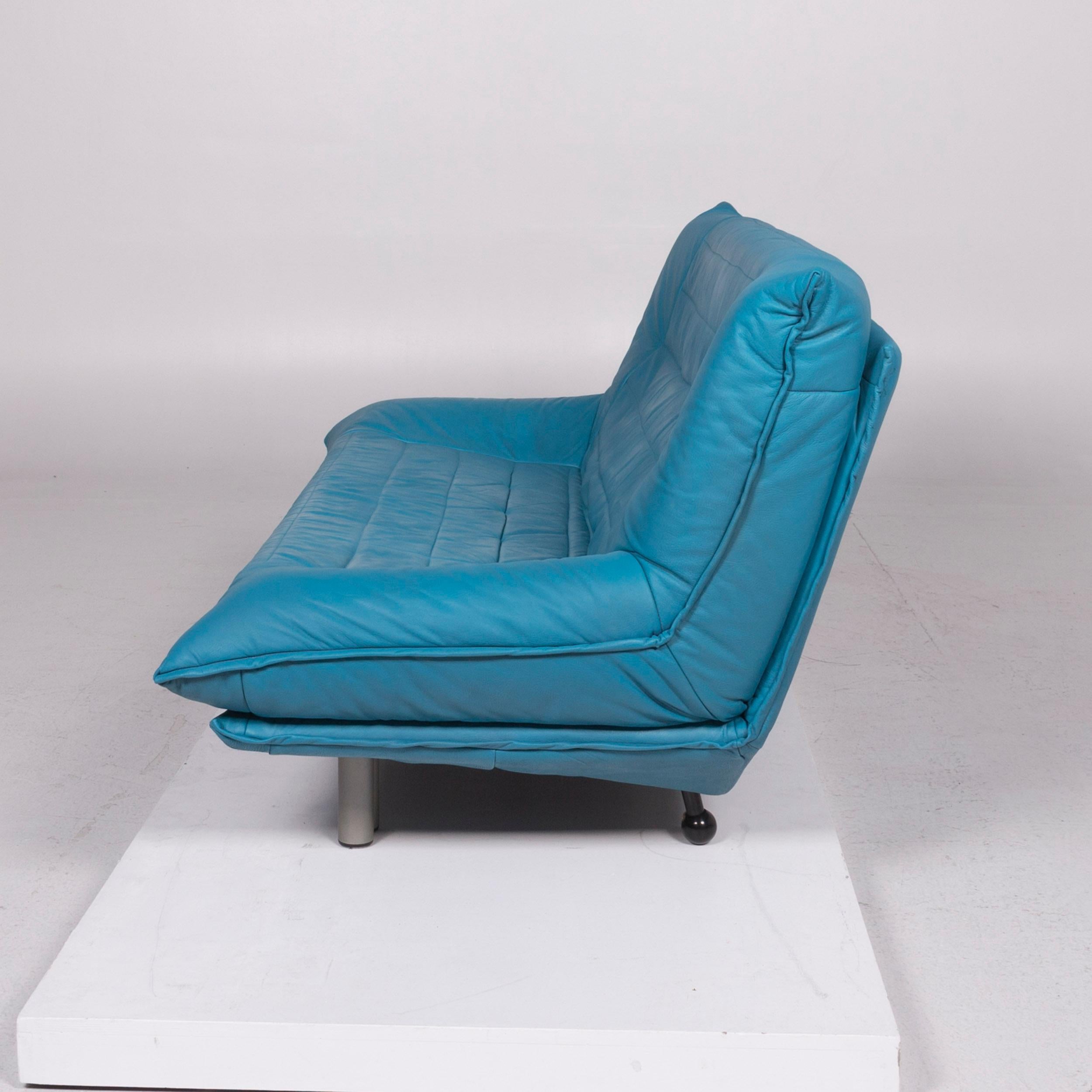 Rolf Benz Leather Sofa Blue Three-Seat 2