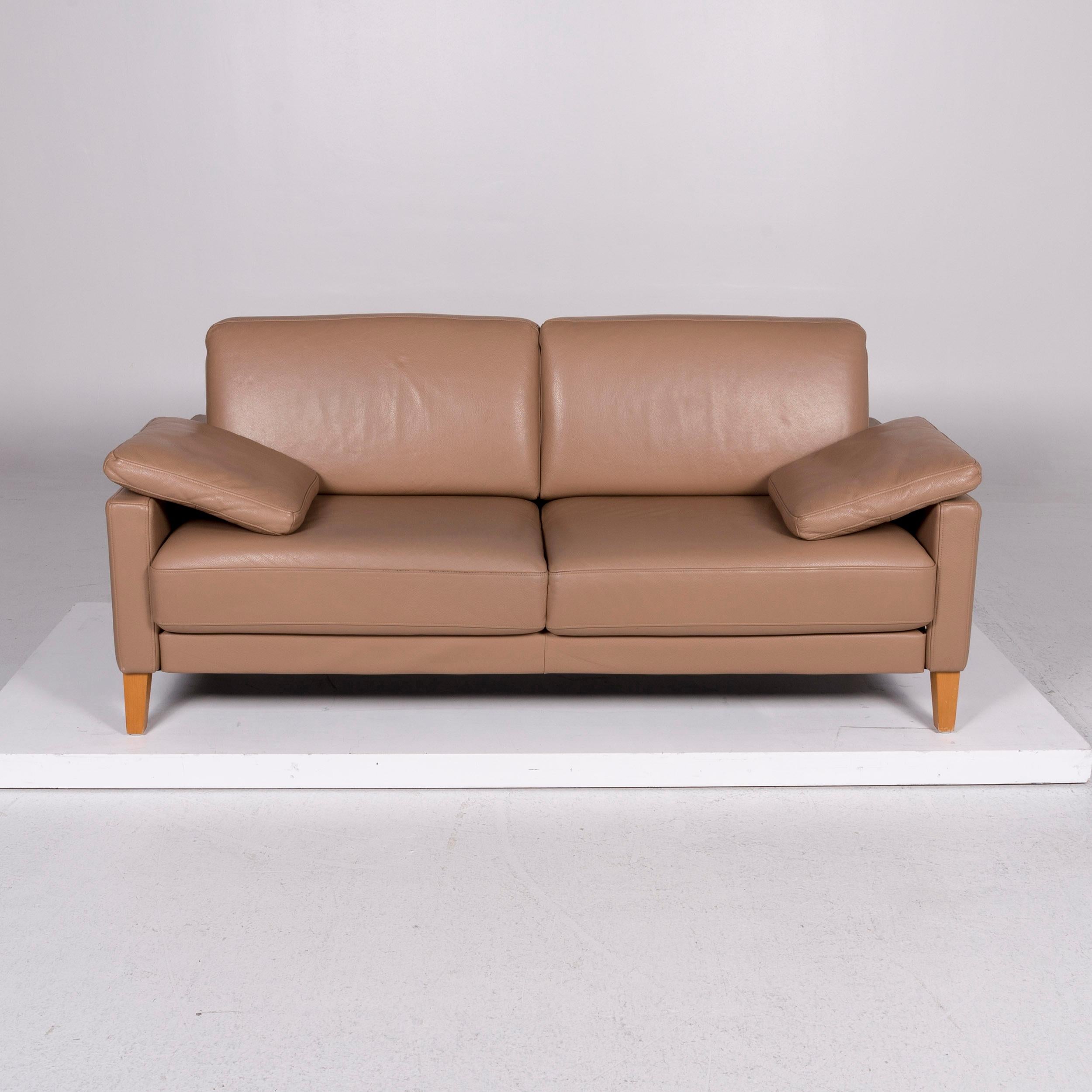 Rolf Benz Leather Sofa Brown Two-Seat Couch In Excellent Condition In Cologne, DE