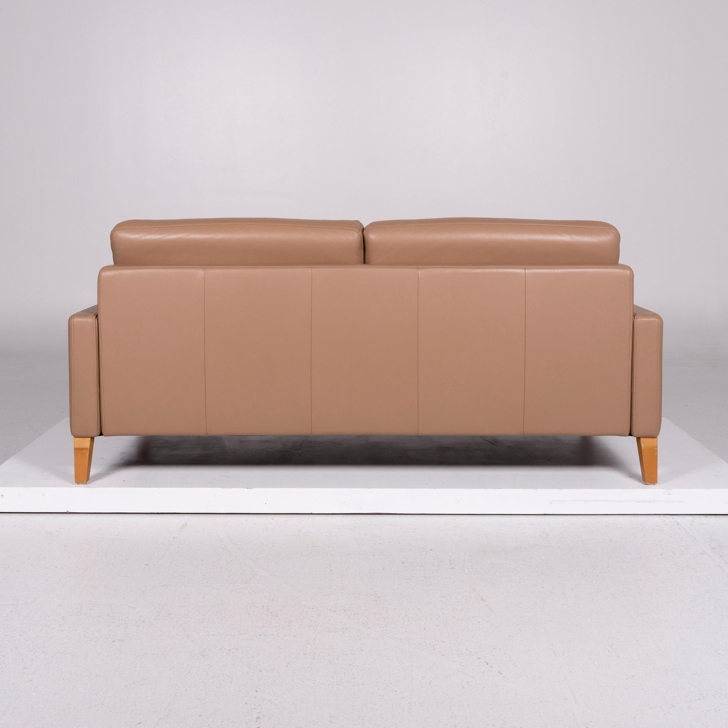 Rolf Benz Leather Sofa Brown Two-Seat Couch 1