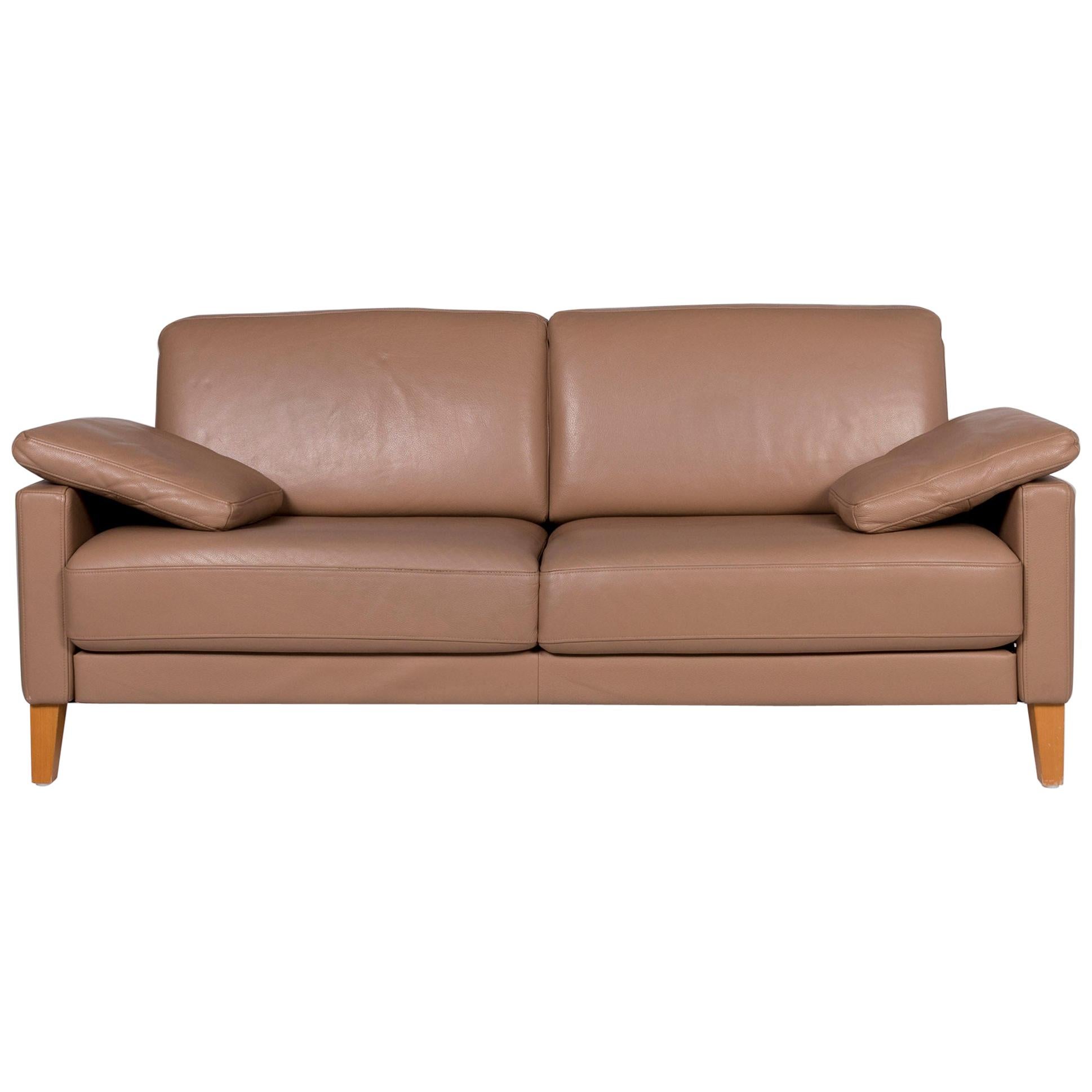 Rolf Benz Leather Sofa Brown Two-Seat Couch
