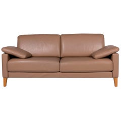 Rolf Benz Leather Sofa Brown Two-Seat Couch