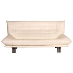Rolf Benz Leather Sofa Cream Two-Seat Couch