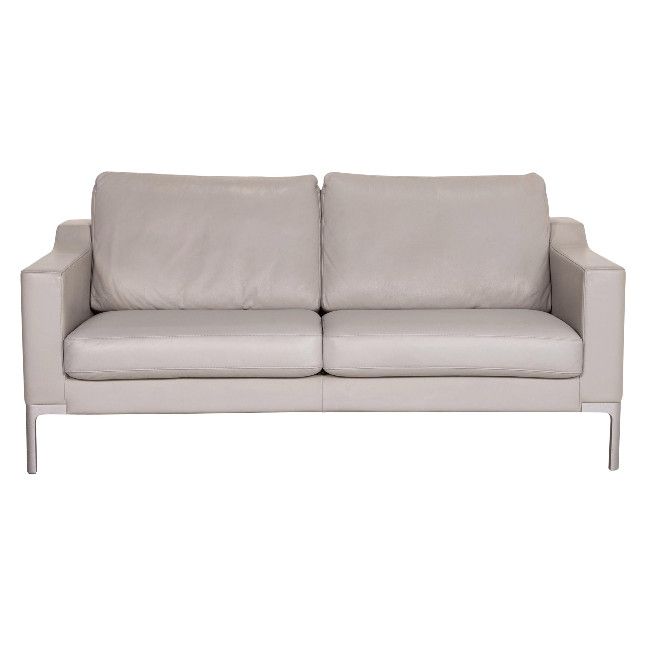 Rolf Benz Dono Designer Leather Sofa White ThreeSeat Real Leather