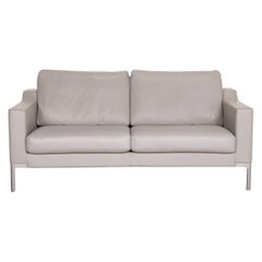 Rolf Benz Leather Sofa Gray Two-Seater Couch