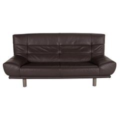 Rolf Benz Leather Sofa Gray Two-Seater Couch