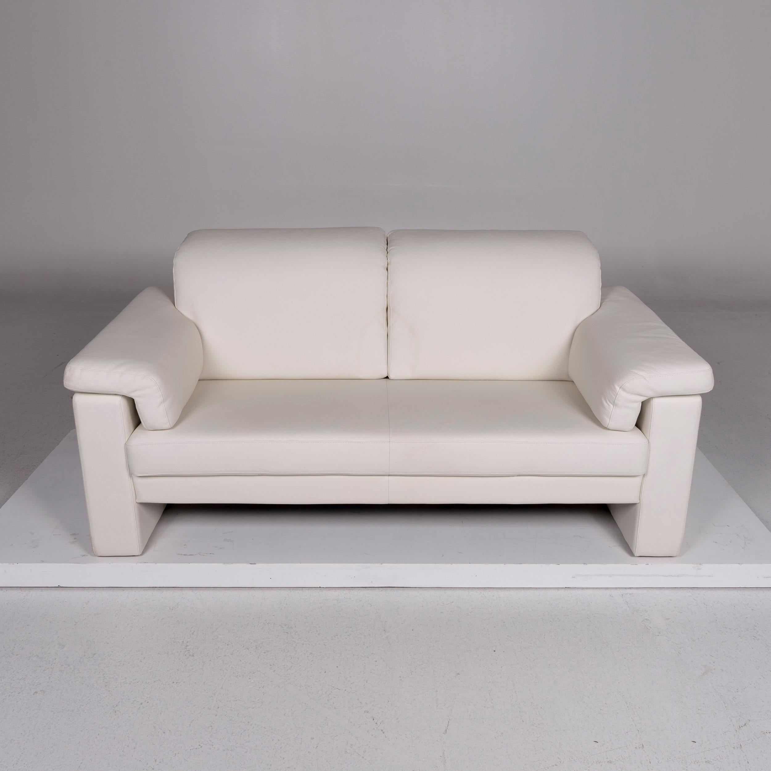 Rolf Benz Leather Sofa Set White 2 Two-Seat Couch For Sale 1