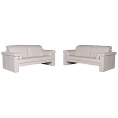 Rolf Benz Leather Sofa Set White 2 Two-Seat Couch