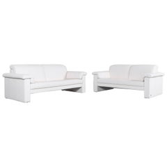 Rolf Benz Leather Sofa Set White Two-Seat and Three-Seat Couch