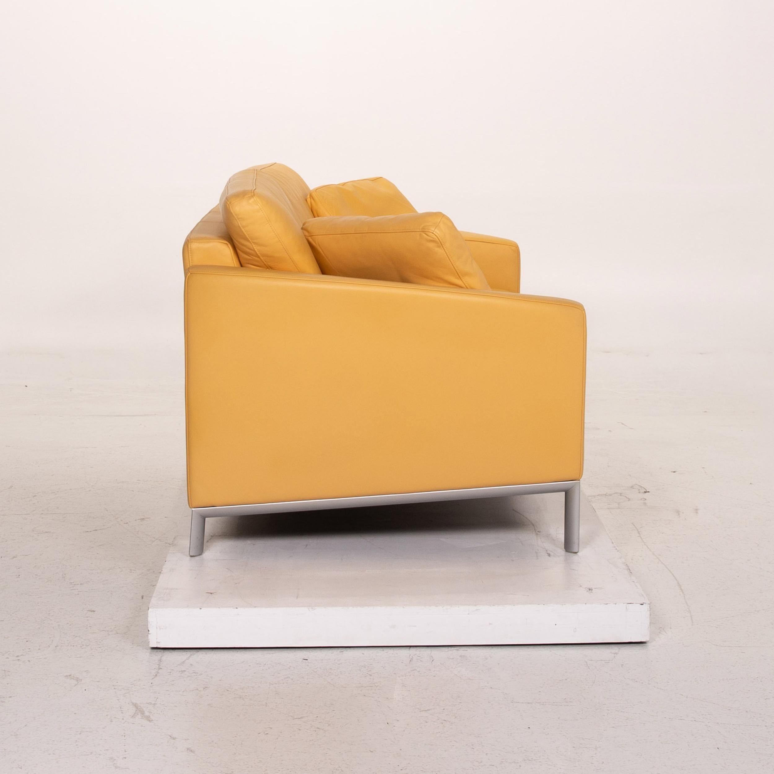 Contemporary Rolf Benz Leather Sofa Yellow Two-Seat Couch For Sale