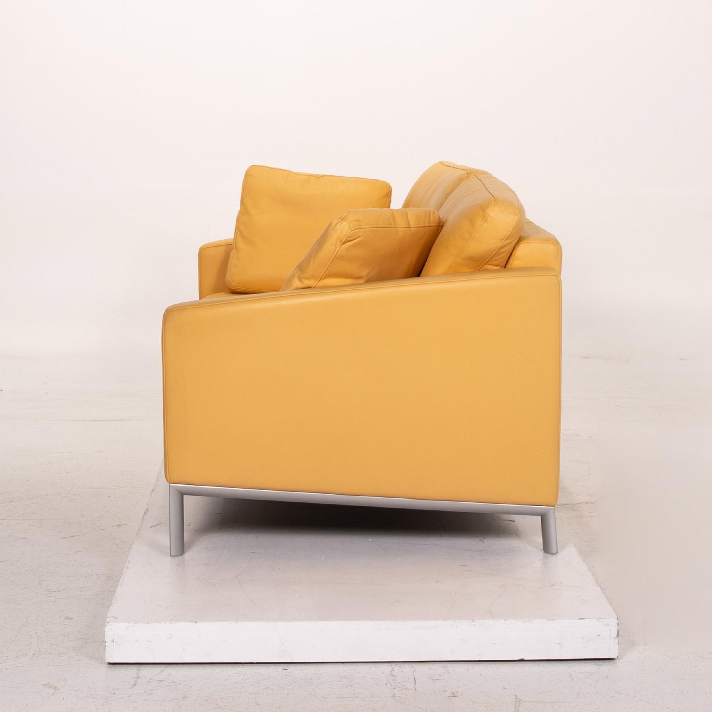 Rolf Benz Leather Sofa Yellow Two-Seat Couch For Sale 2