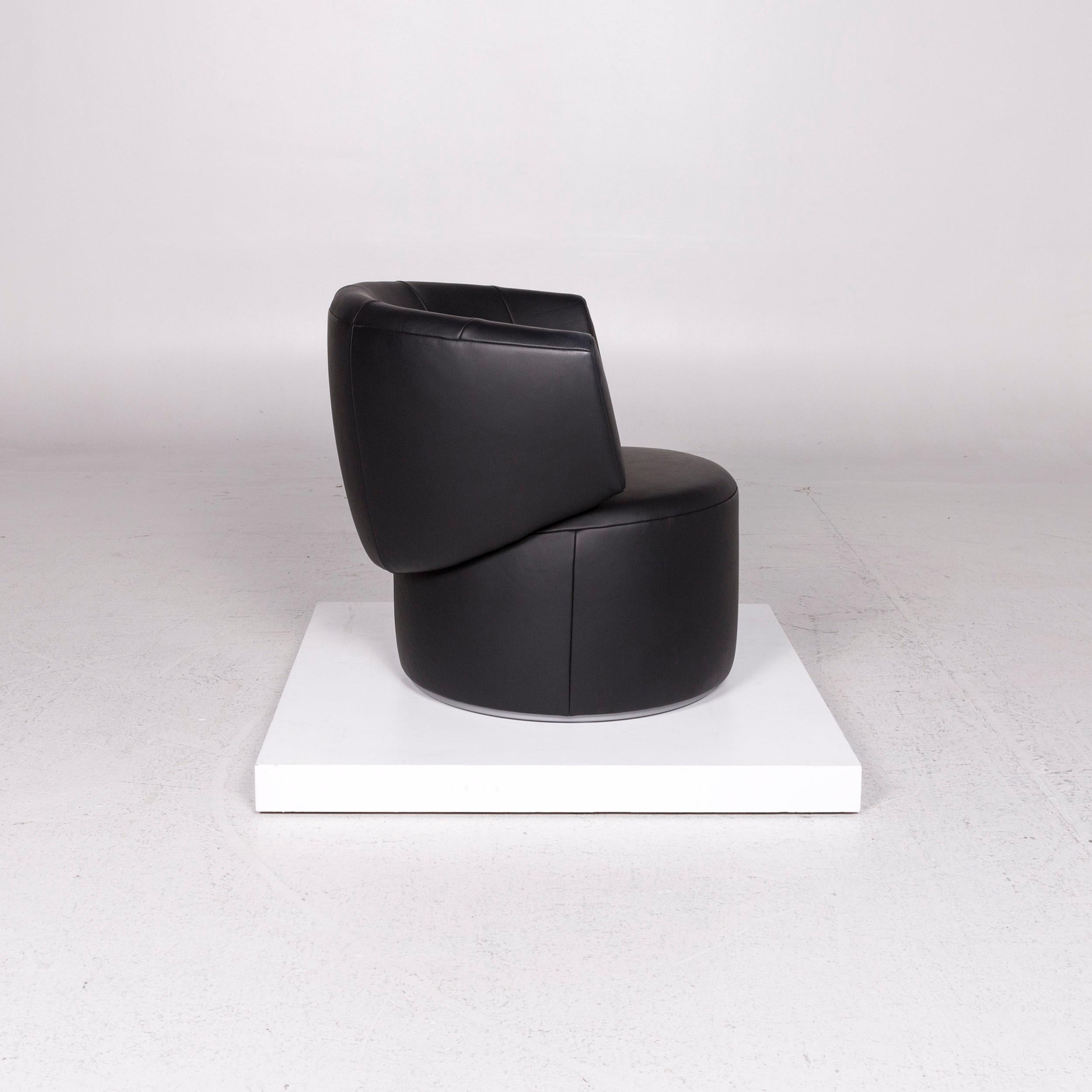 Contemporary Rolf Benz Loop 684 Leather Armchair Black