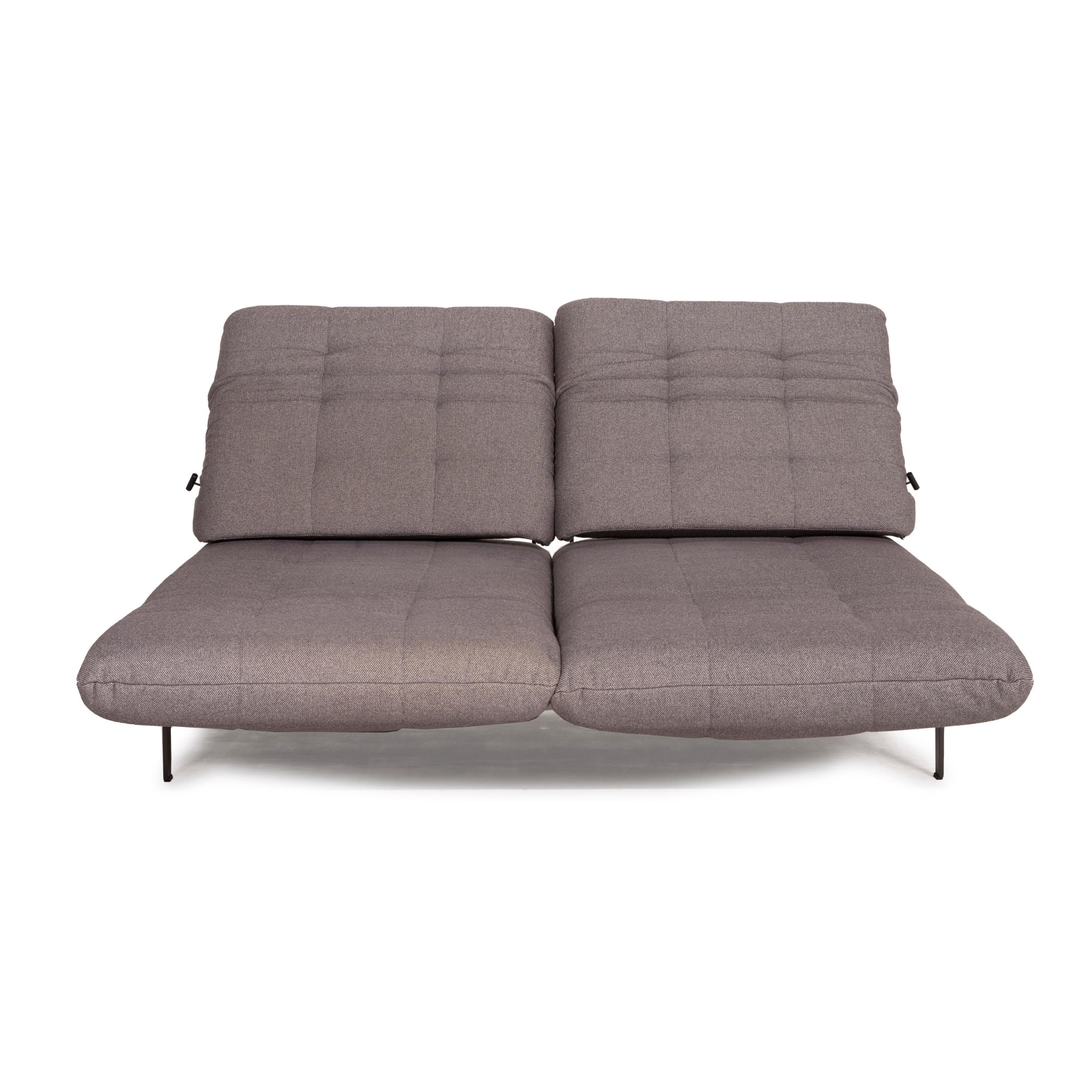 Rolf Benz Mera Fabric Sofa Two-Seater Sofa Fabric Gray Function For Sale 2