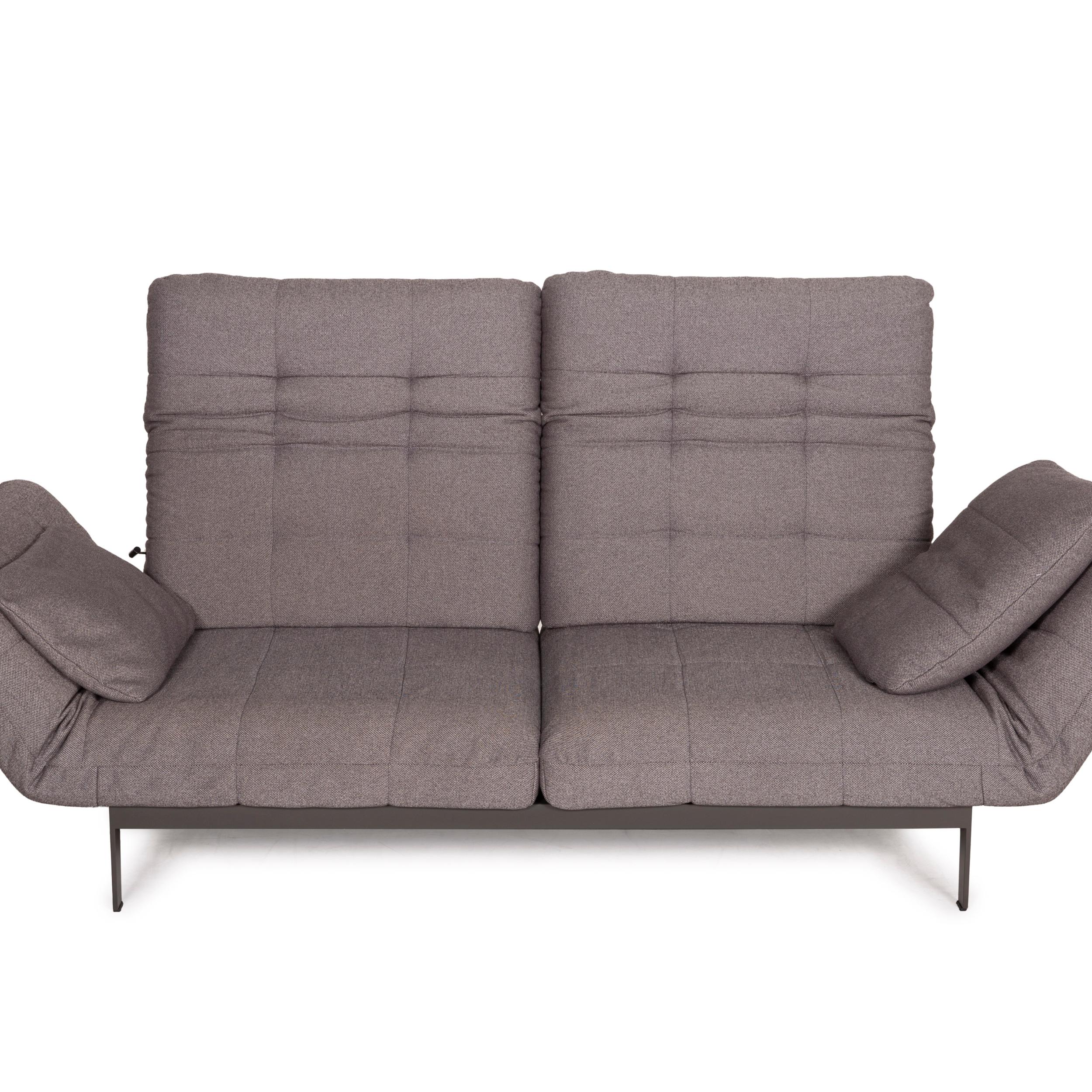Rolf Benz Mera Fabric Sofa Two-Seater Sofa Fabric Gray Function For Sale 3