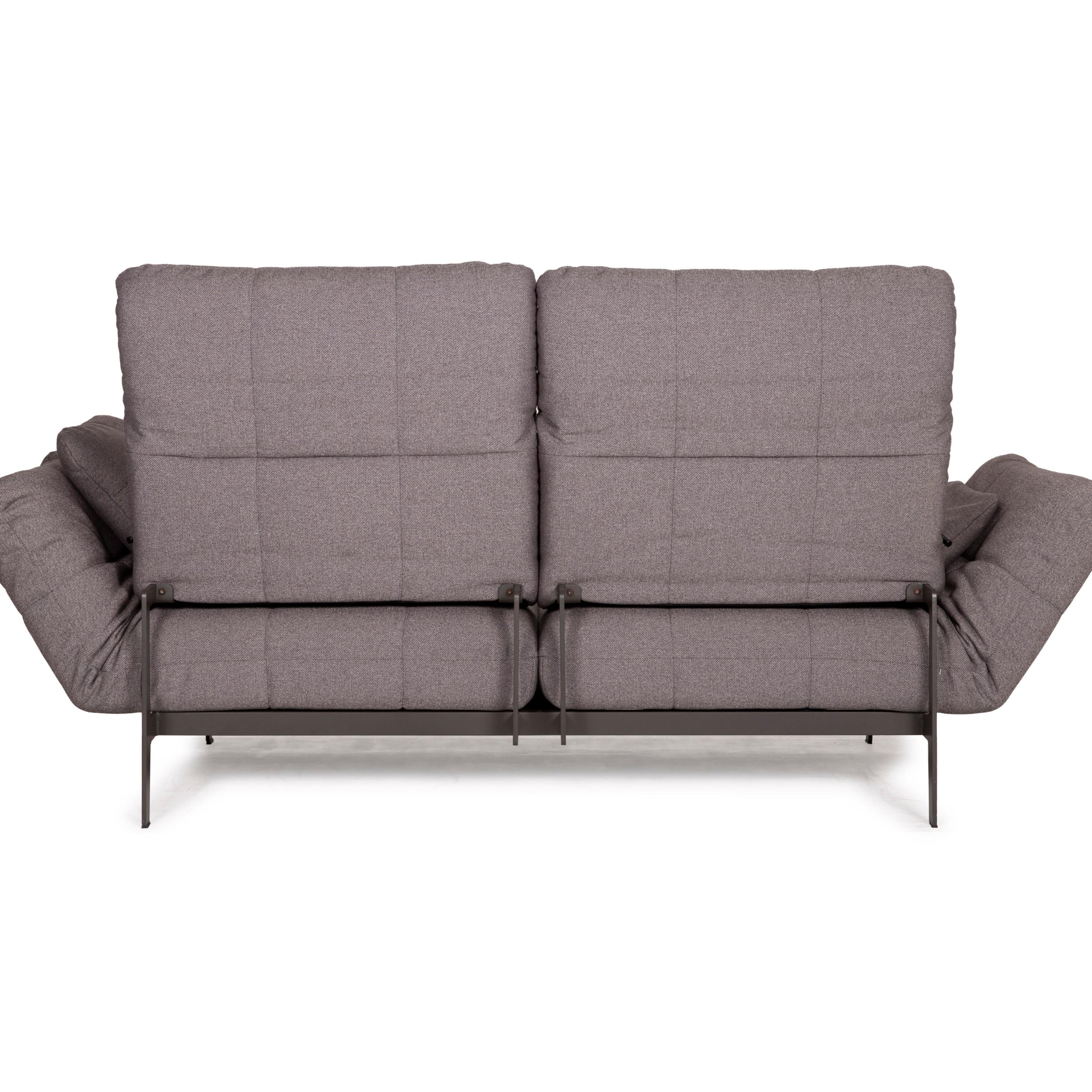 Rolf Benz Mera Fabric Sofa Two-Seater Sofa Fabric Gray Function For Sale 5