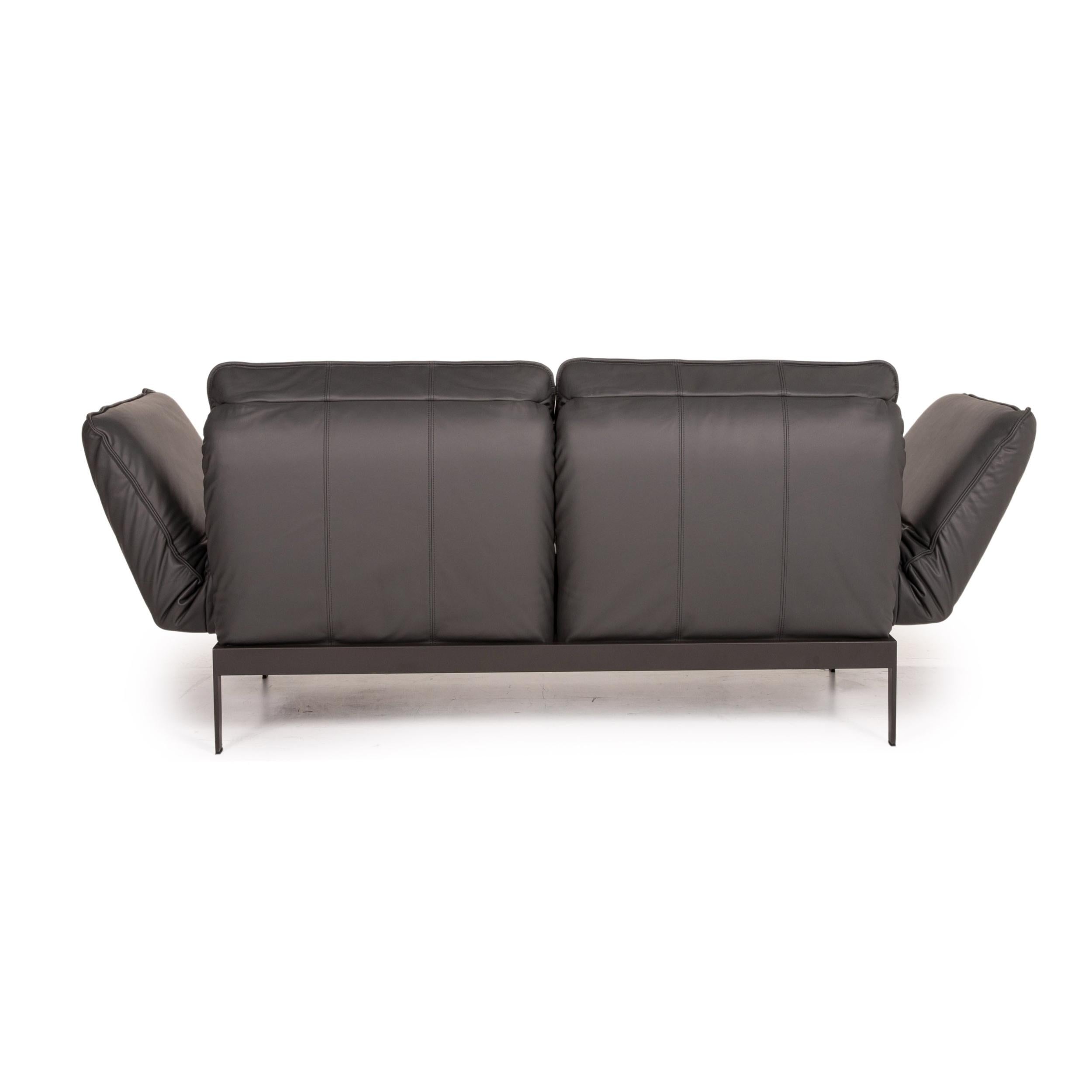 Rolf Benz Mera Leather Sofa Gray Dark Gray Two-Seater Function Relax Function 2