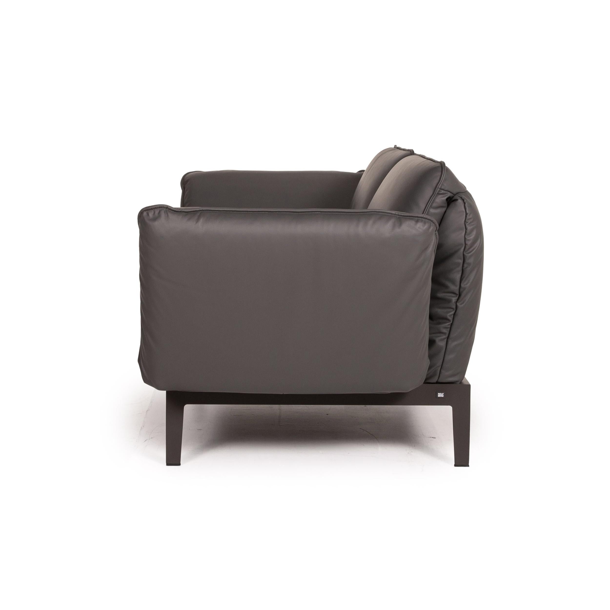 Rolf Benz Mera Leather Sofa Gray Dark Gray Two-Seater Function Relax Function 3