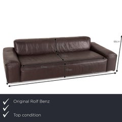 Rolf Benz Mio Leather Sofa Brown Three-Seat Dark Brown Couch